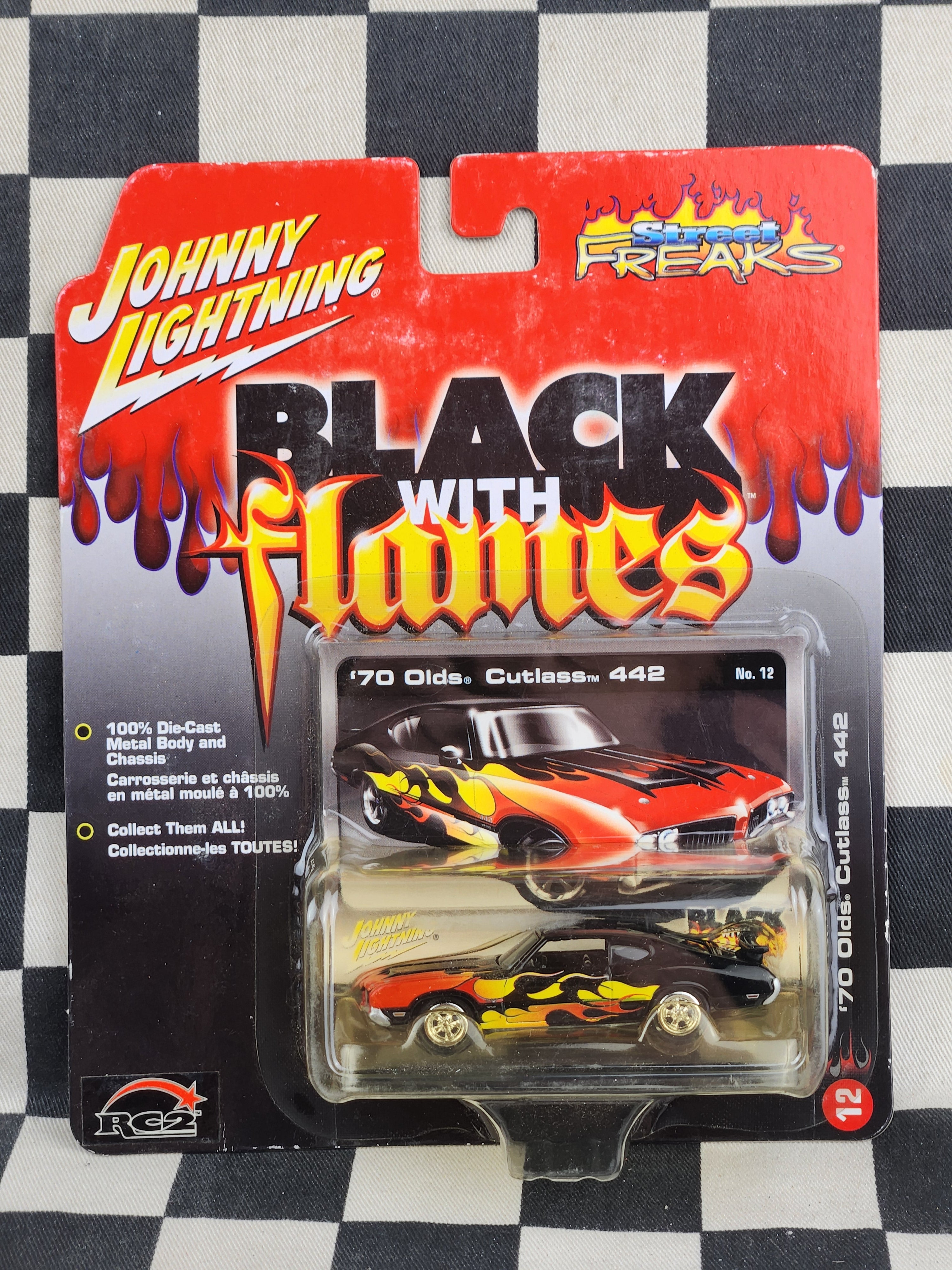 Johnny Lightning Black with Flames 70 Olds Cutlass 442