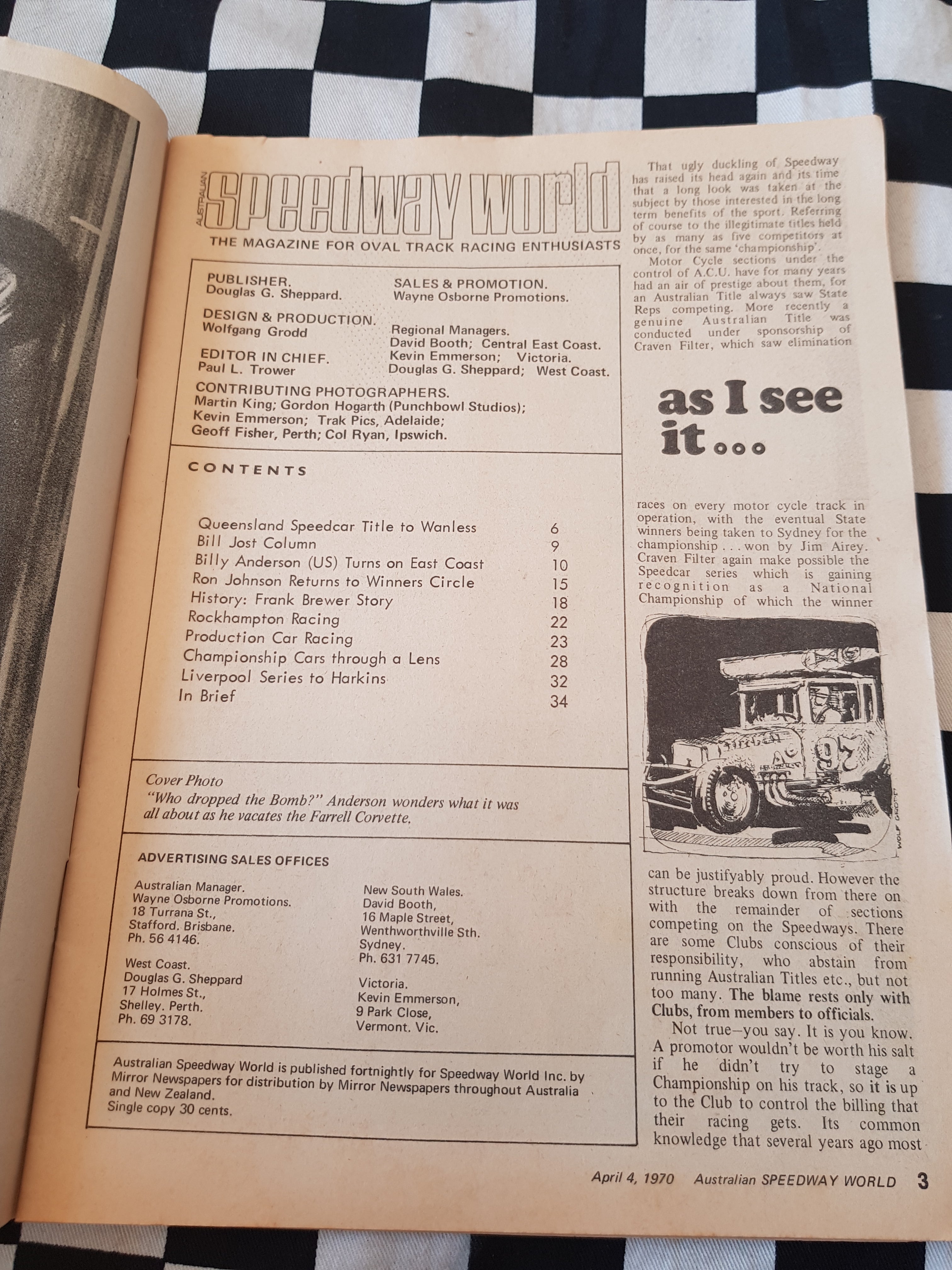 Australian Speedway World Volume 1 #2 April 4 1970