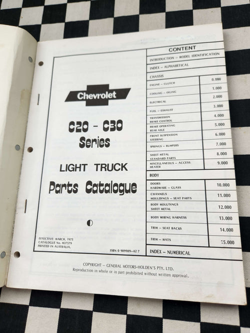 Chevrolet 1975 C20 / C30 Light Duty Truck Factory Parts Catalogue