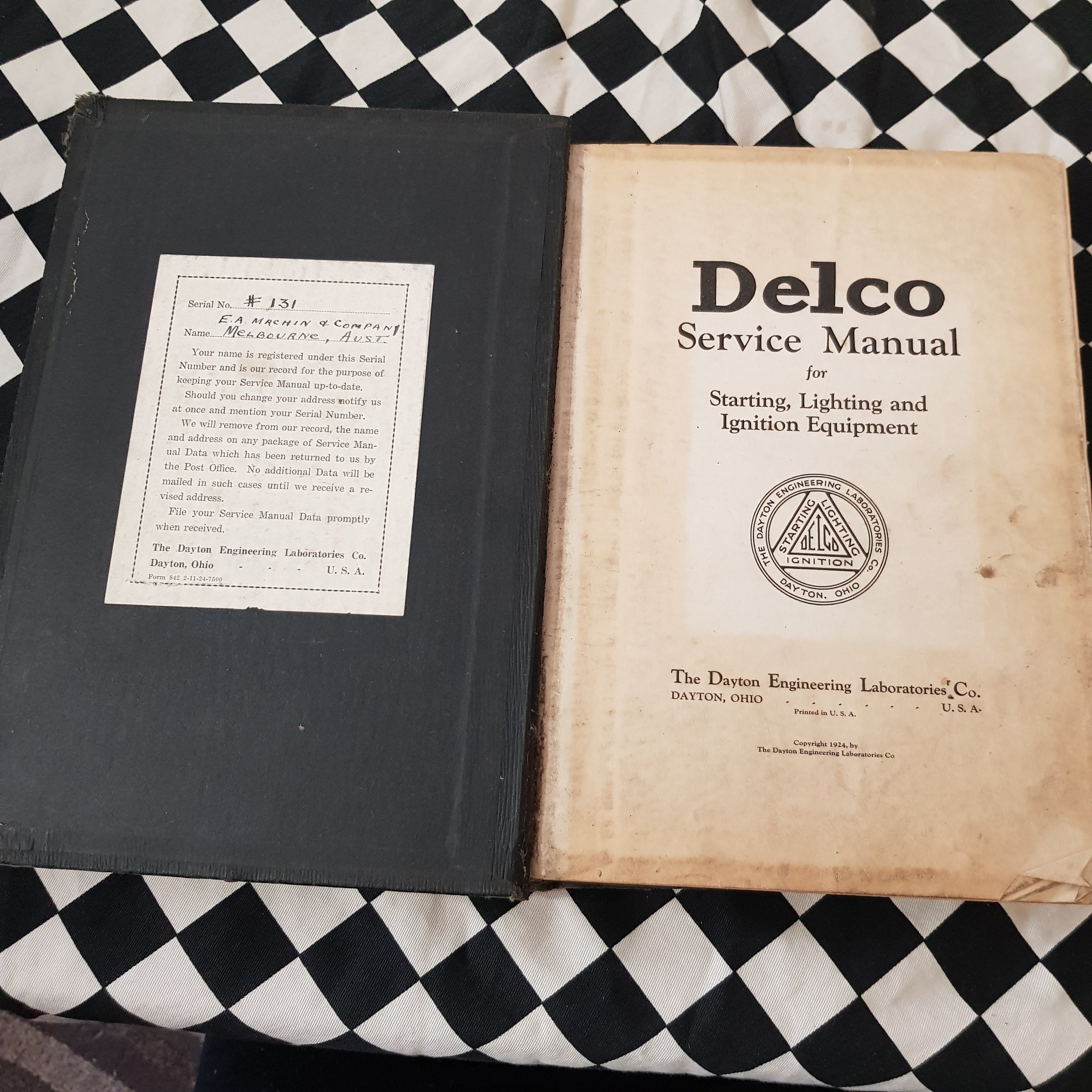 Rare! 1924 Delco Service Manual Vintage Veteran Cars