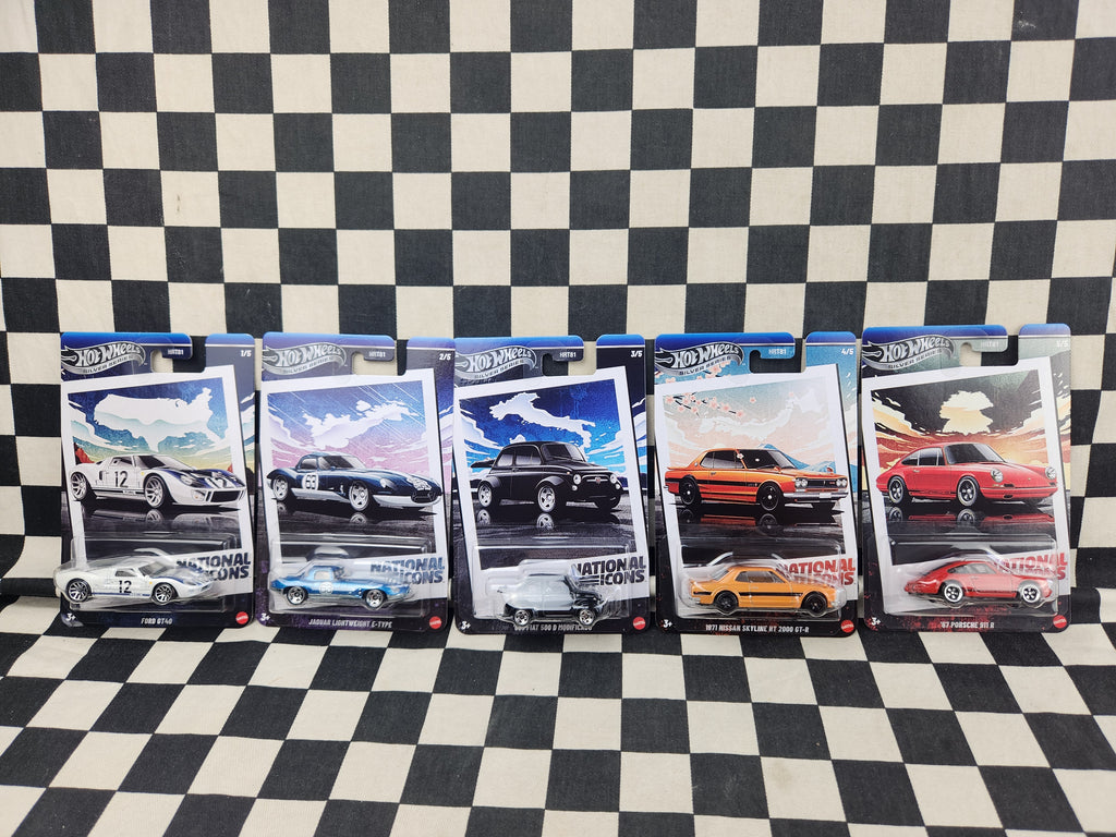 Hot Wheels Silver Series National Icons Set 5 Jaguar Skyline Porsche