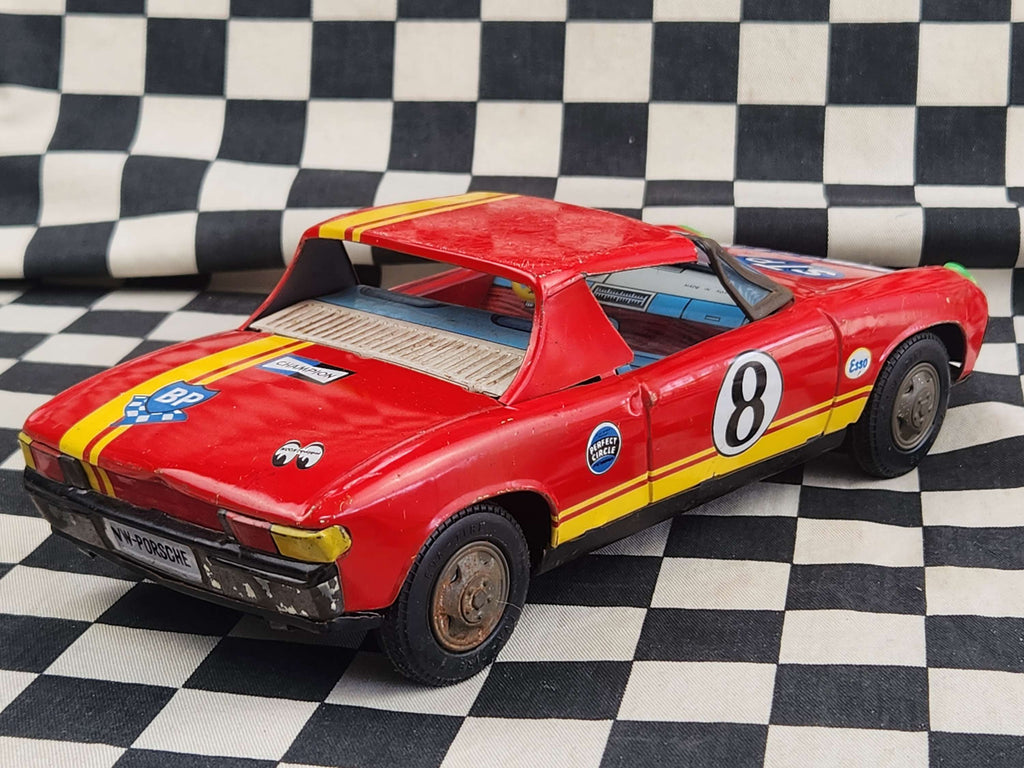 Vintage Tin Porsche 914 Friction Car ASAHI Made in Korea Aprox 1/18