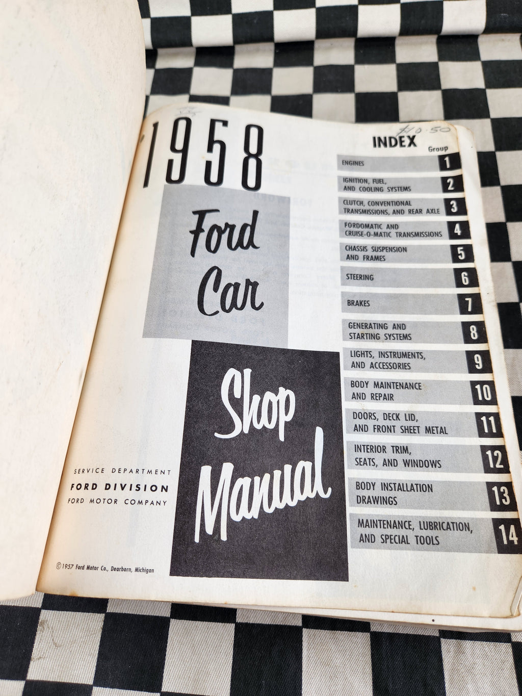 Genuine 1958 Ford Workshop Manual Passenger Car Customline Mainline Ranchwagon