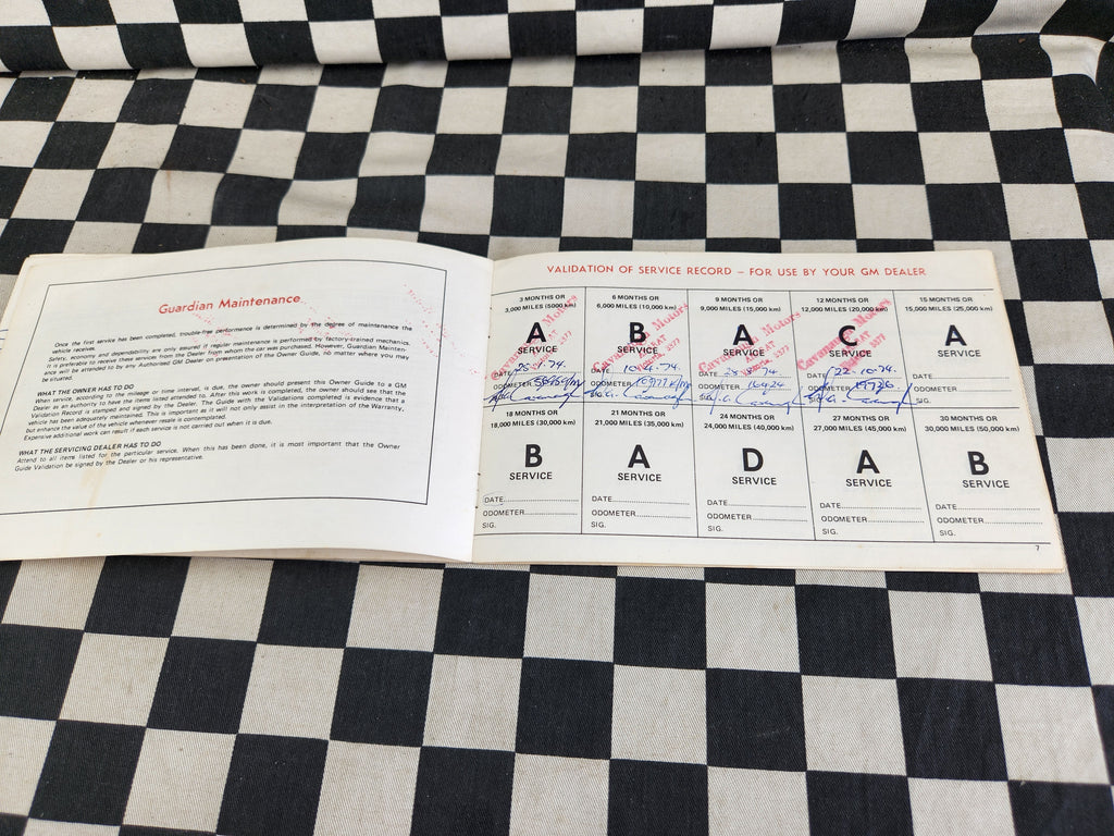 Holden HQ Original Owners Guide Service Book