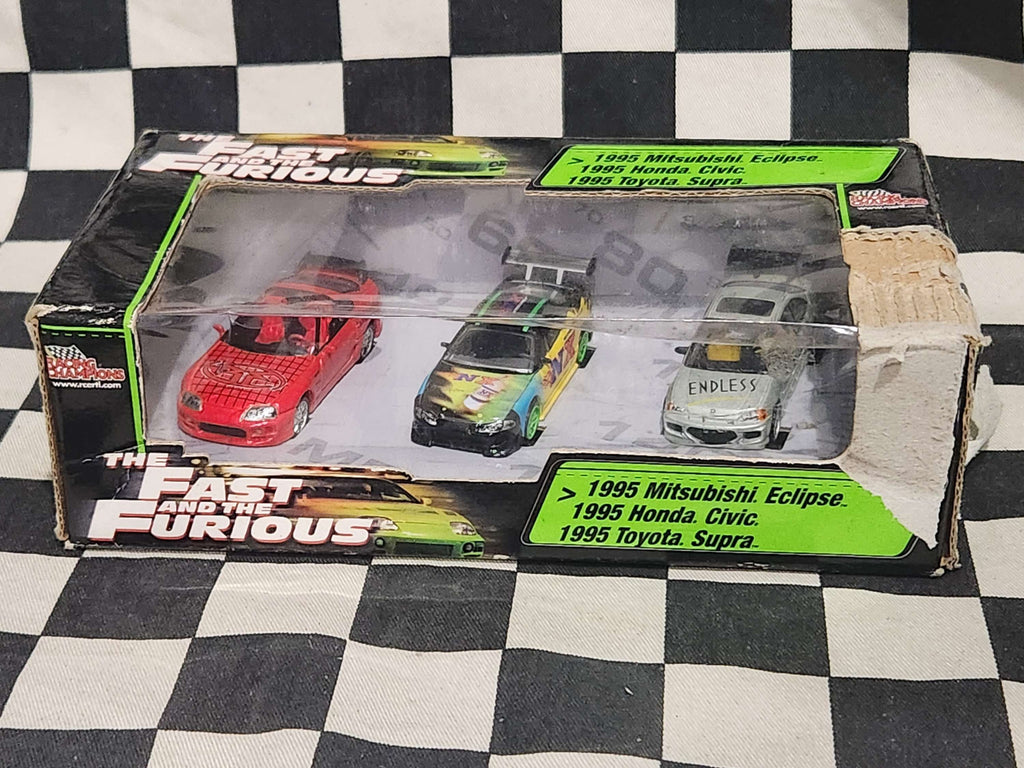 Racing Champions Fast & Furious 3 Car Set Toyota Supra Honda Civic Mitsubishi