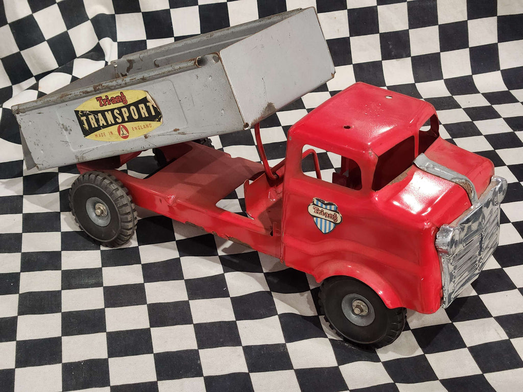 Vintage Tri-Ang Tin Toy Dump Truck Red