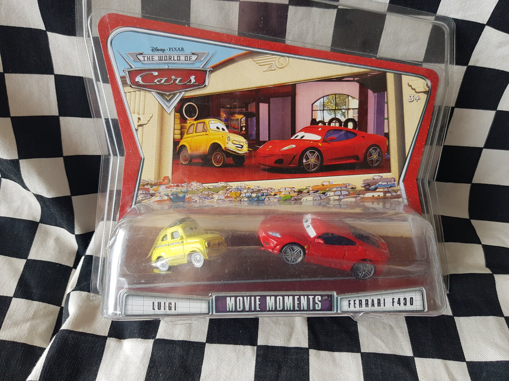 Disney Pixar The world Of Cars Movie Moments Twin Pack Ferrari F430 & Luigi