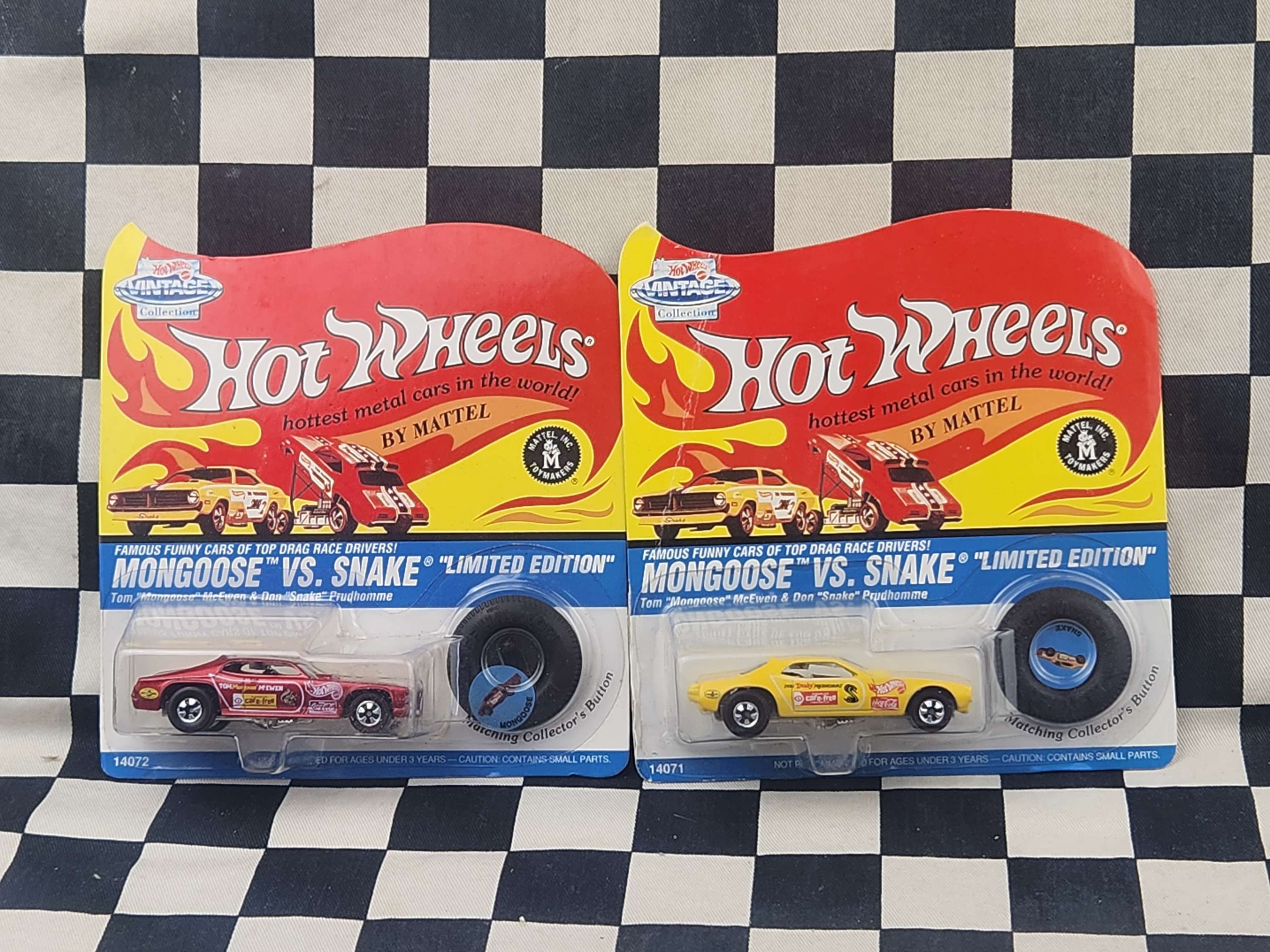 Hot Wheels 1995 Vintage Racing Limited Edition REDLINE Snake & Mongoose Set of 2