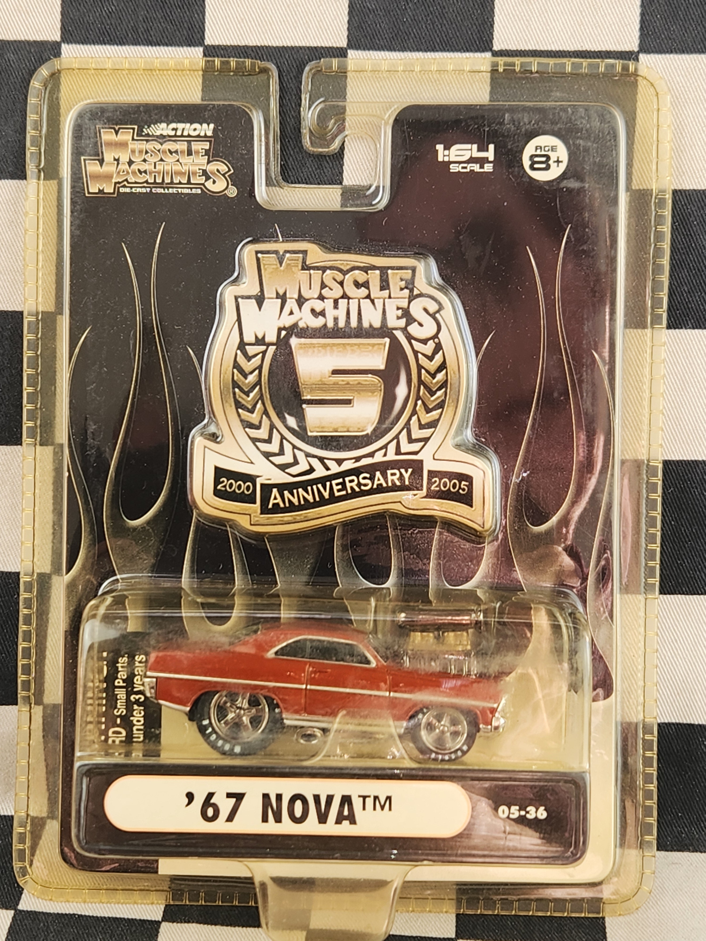 Muscle Machines 5th Anniversary 67 Nova Red Card Plastic Yellowed