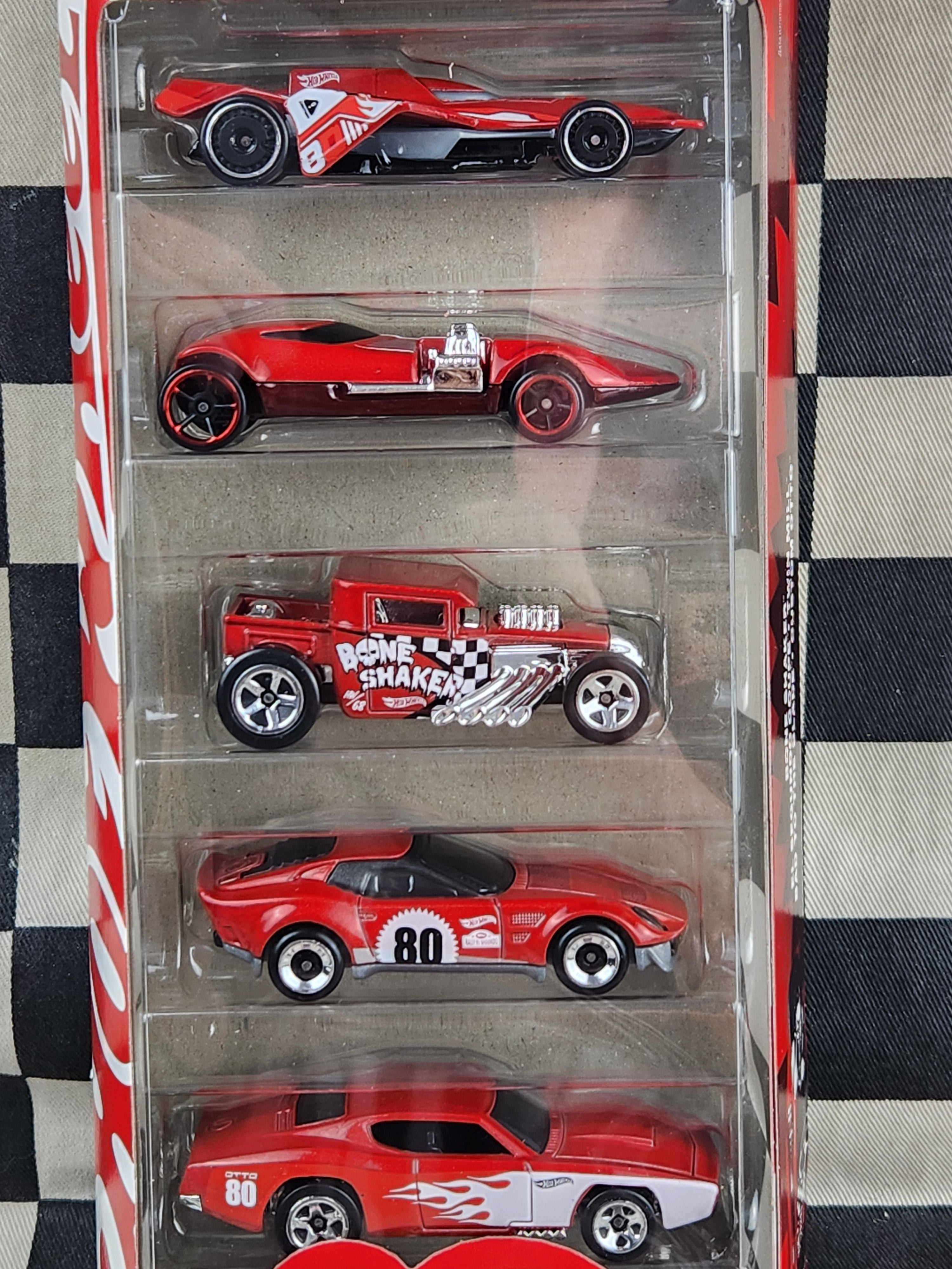Hot Wheels Red Edition Mattel 80th Anniversary 5 pack Bone Shaker + More