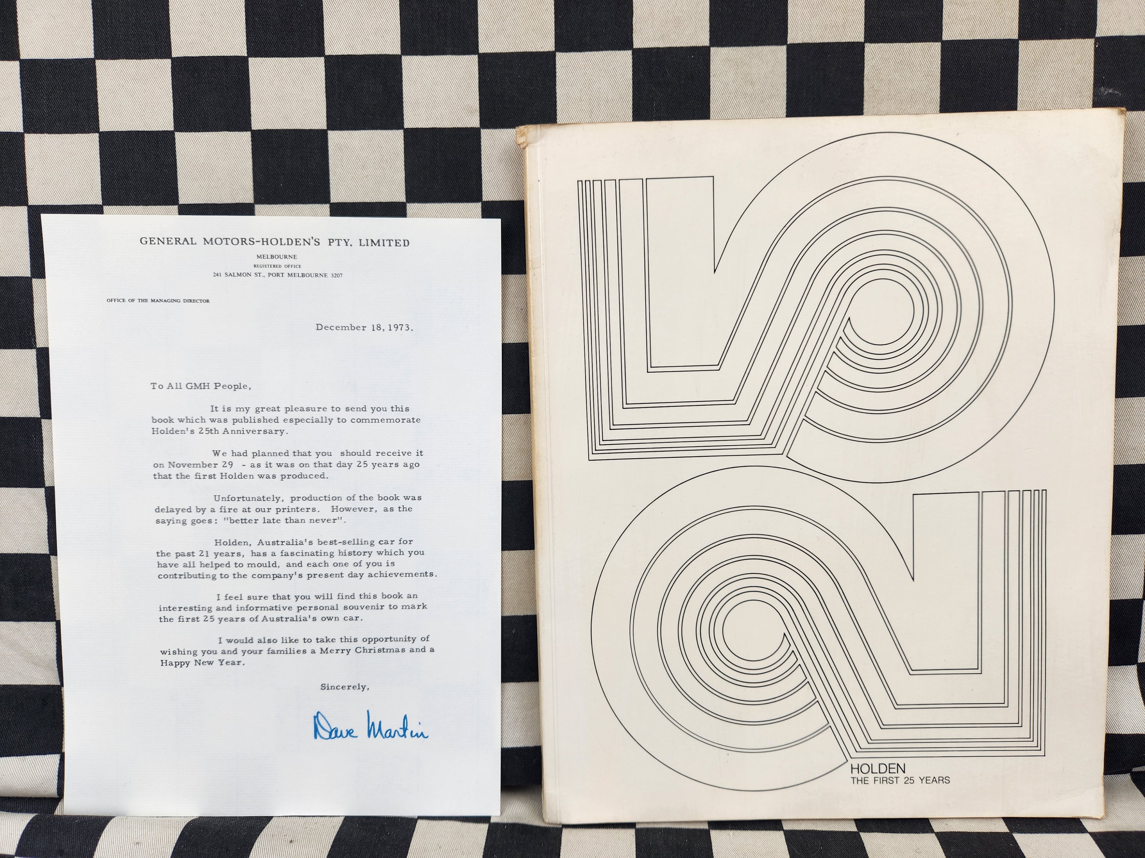 Holden 25 Years Employee Issue Commemorative Book with Original Letter