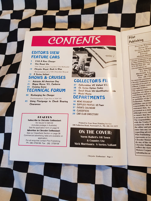 Chrysler Enthusiast Magazine #1 First Issue RARE!