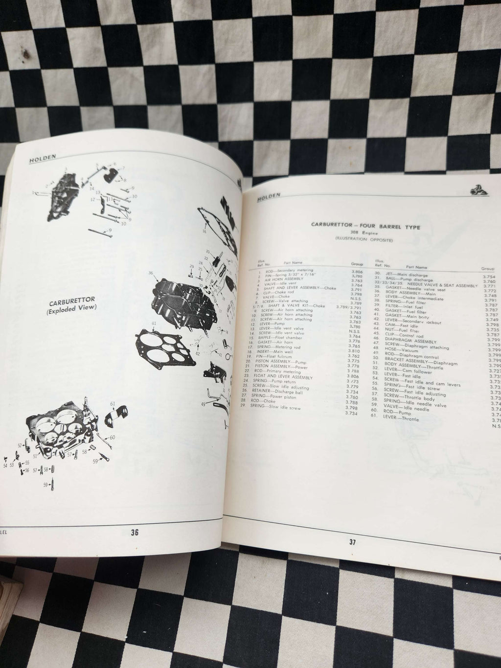 Holden HT HG LC Era General Purpose Engine Parts Catalogue 161 186 253 308