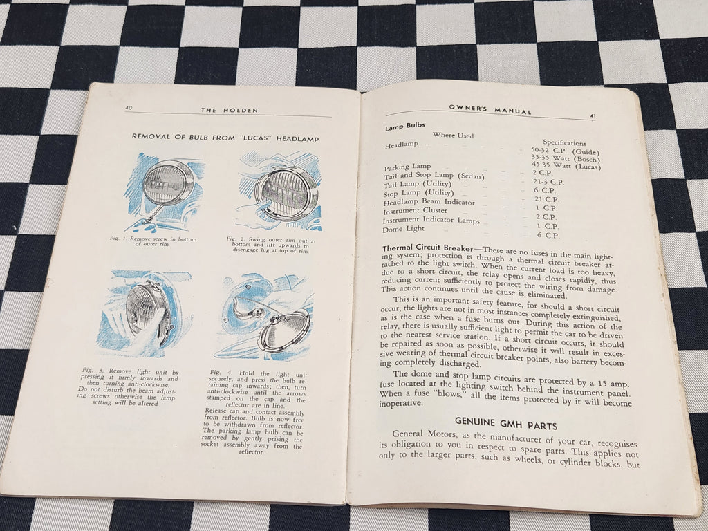 Original FJ Holden Owners Manual