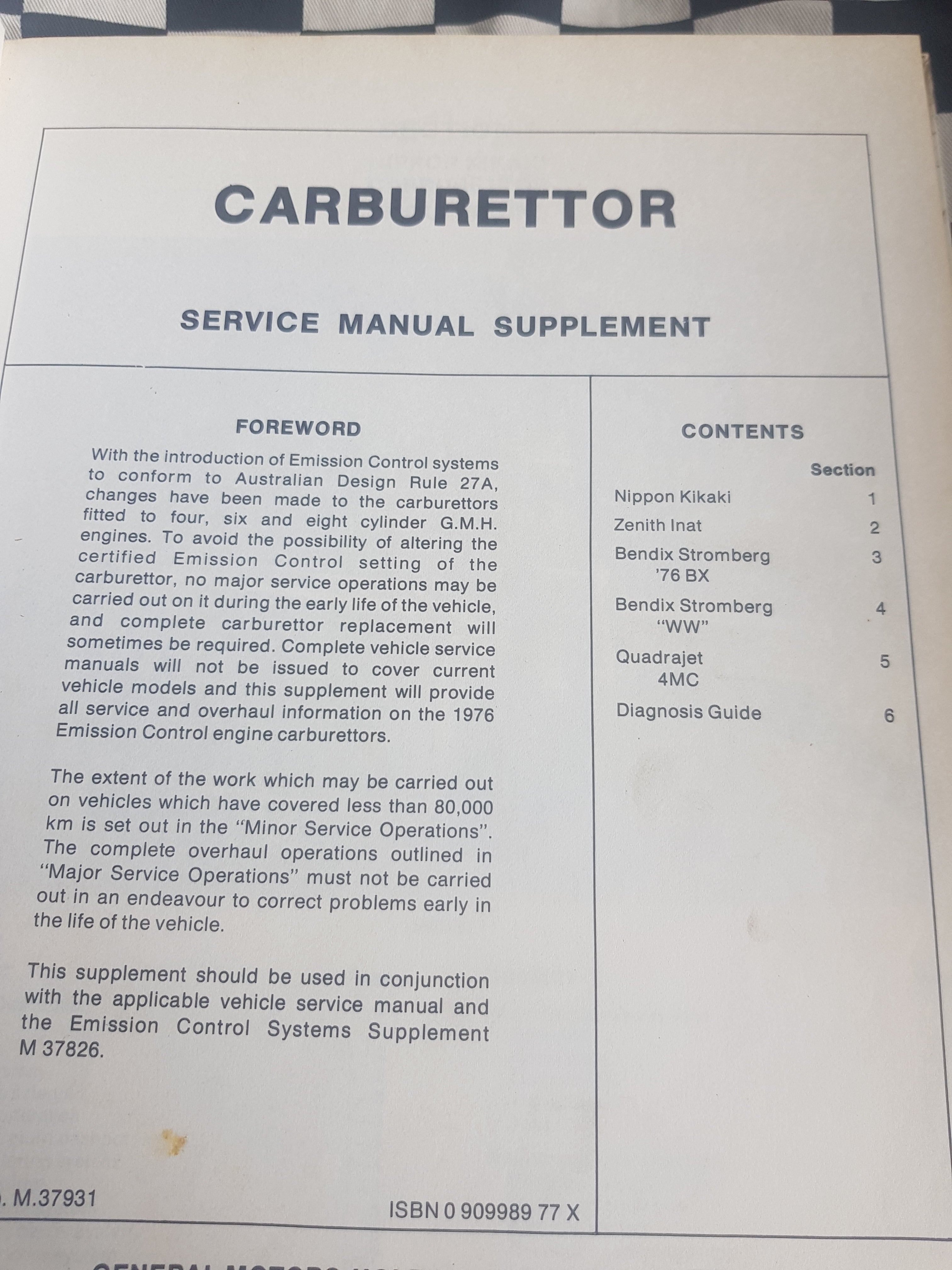 Genuine Holden Carburettors Workshop Manual