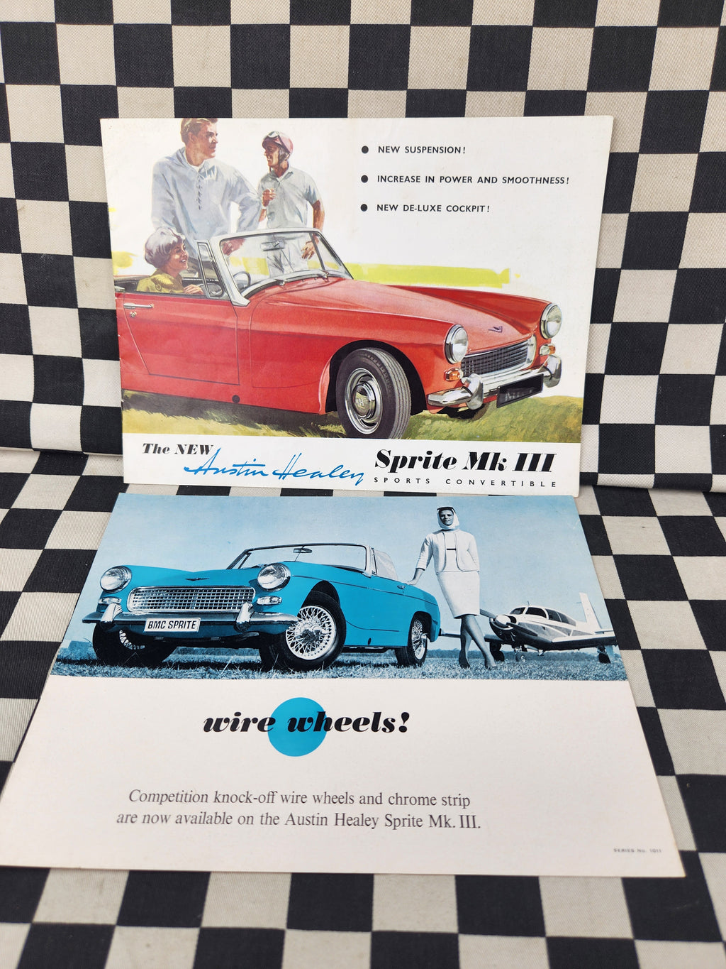 Austin Healey Sprite Mk3 Full Sales Brochure + Wire Wheels Option Brochure