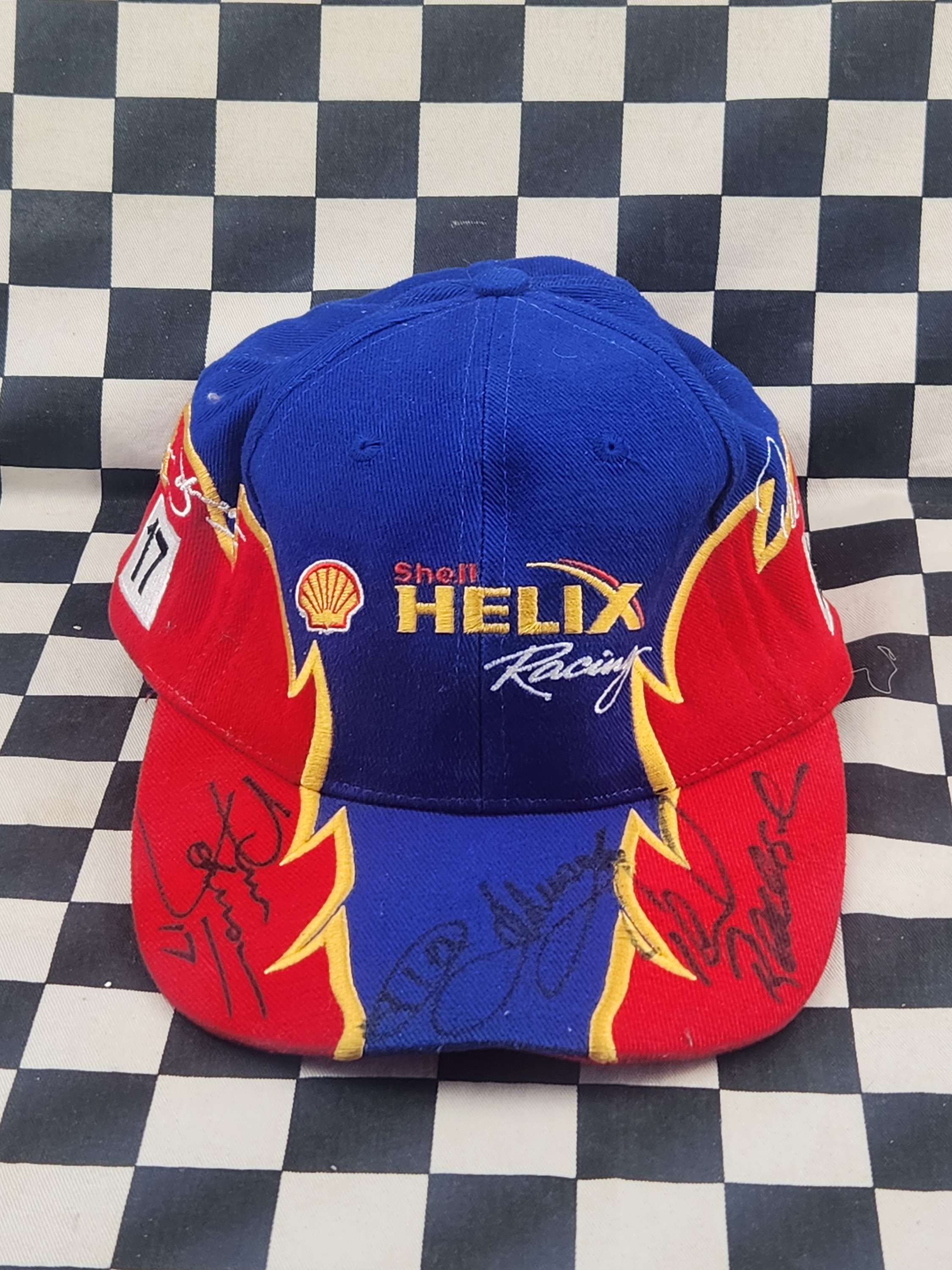 Vintage Shell Helix Racing Dick Johnson Paul Radisich Cap Signed By 3 Drivers