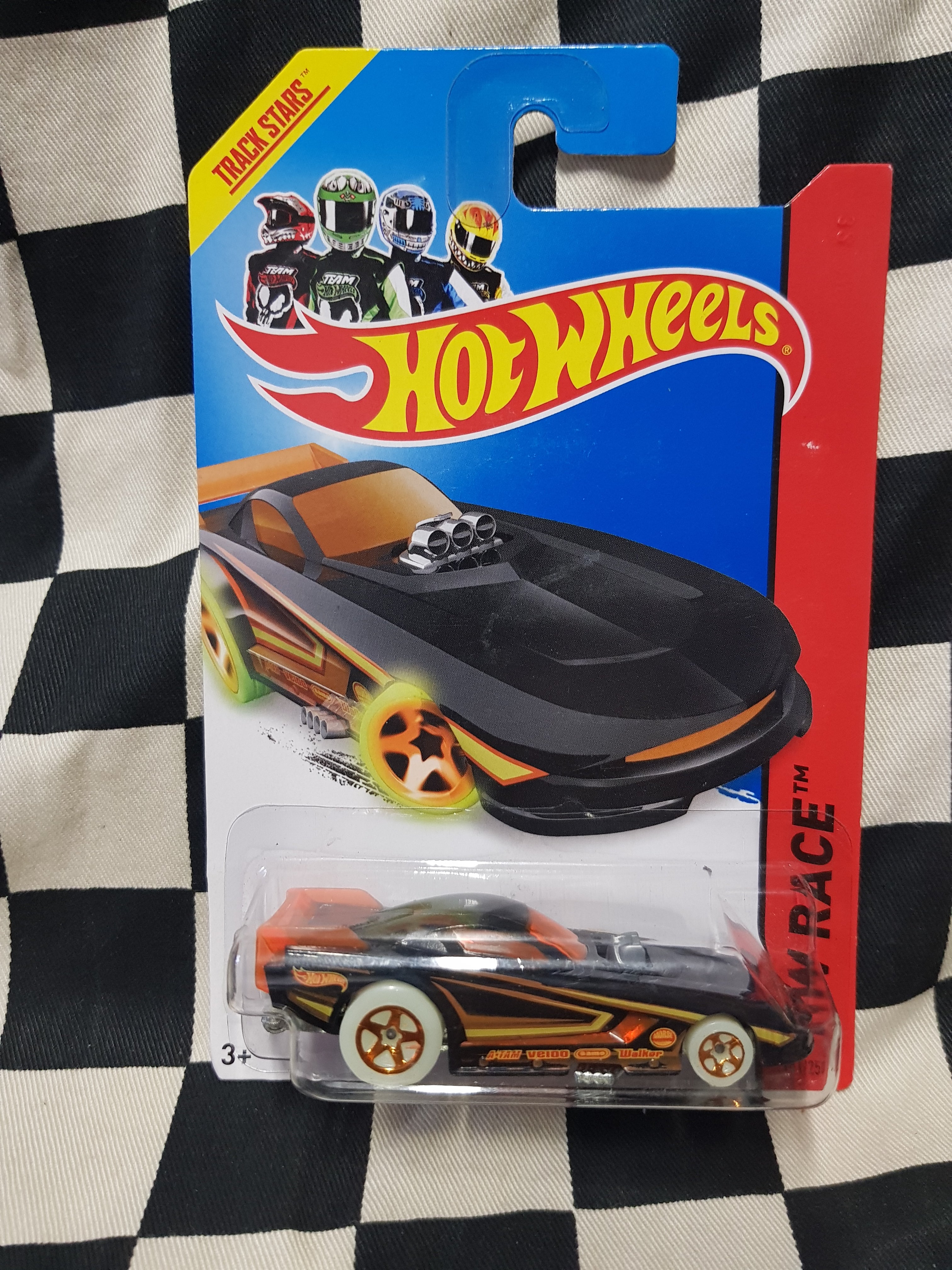 Hot Wheels 2014 Race Funny Side Up Drag Car Glow in Dark Gasser