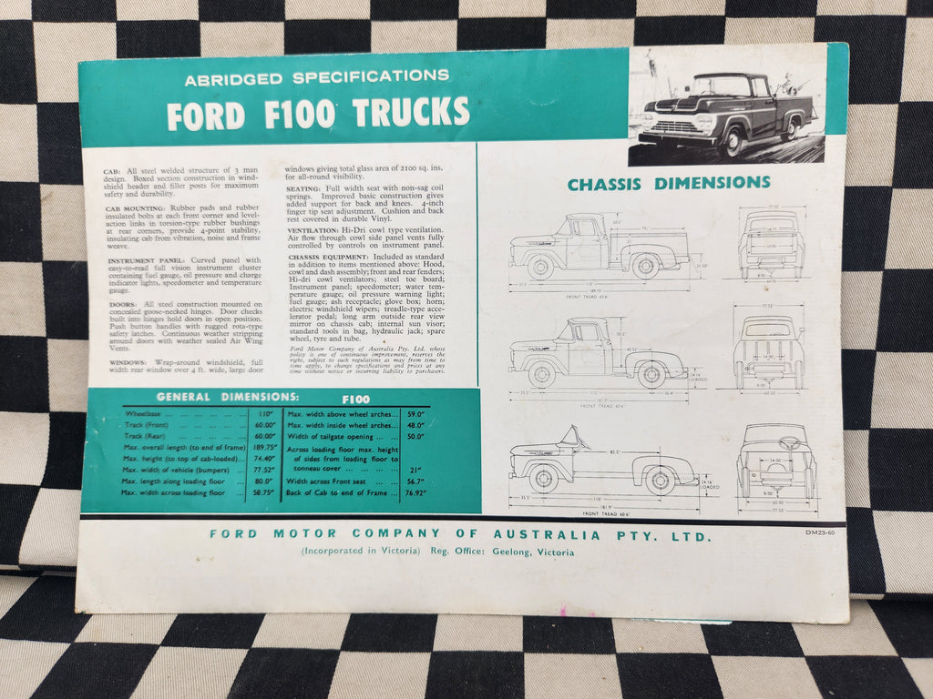 Genuine 1963 Ford F100 Australian Sales Brochure