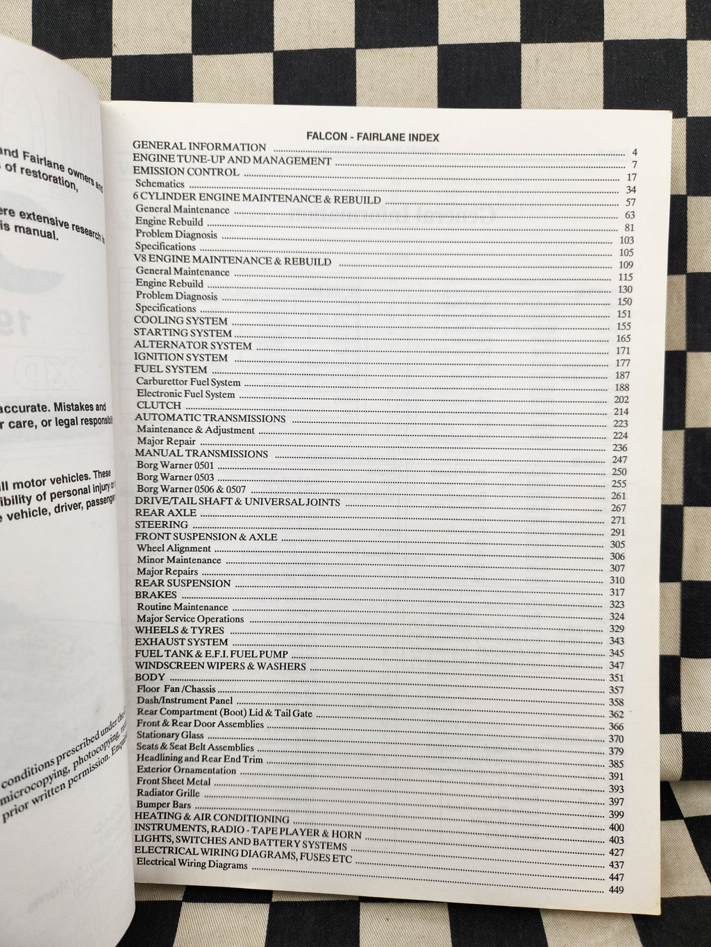Ford Falcon XD XE XF Fairlane ZJ ZK ZL 6cyl & V8  Ellerys Workshop Manual