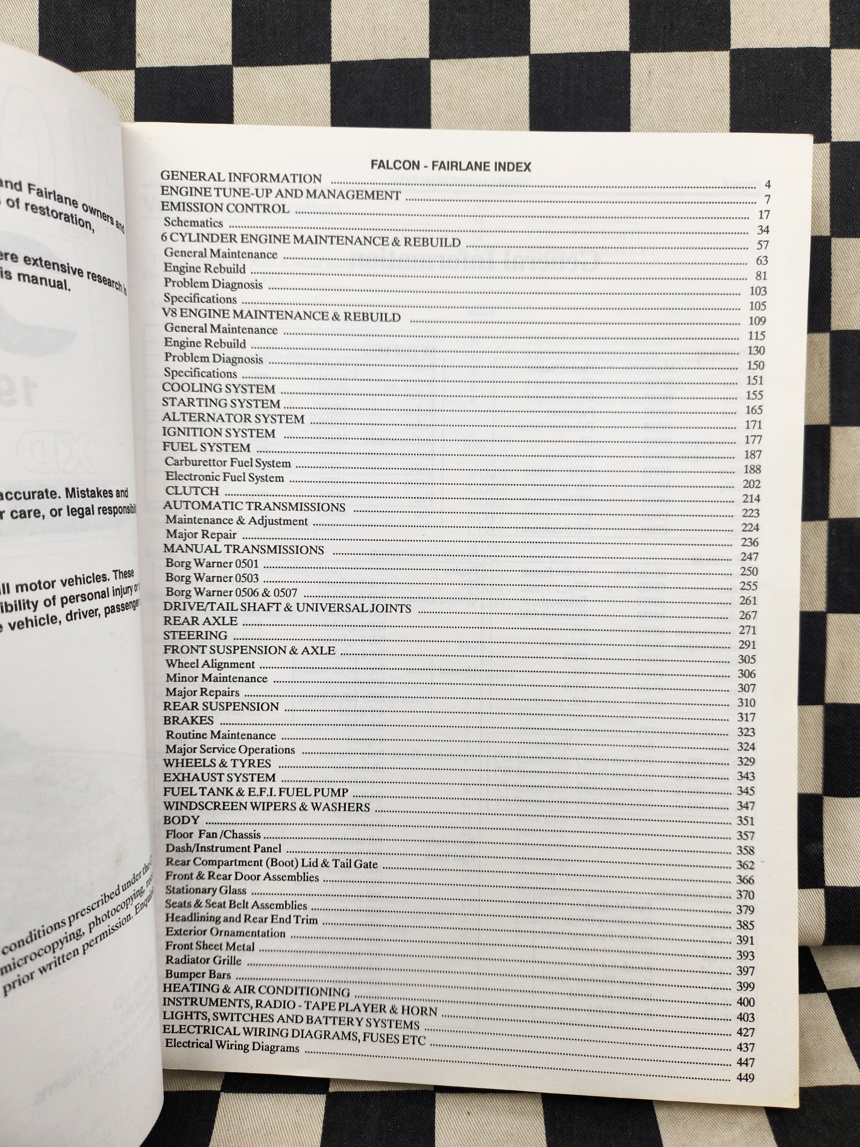 Ford Falcon XD XE XF Fairlane ZJ ZK ZL 6cyl & V8  Ellerys Workshop Manual