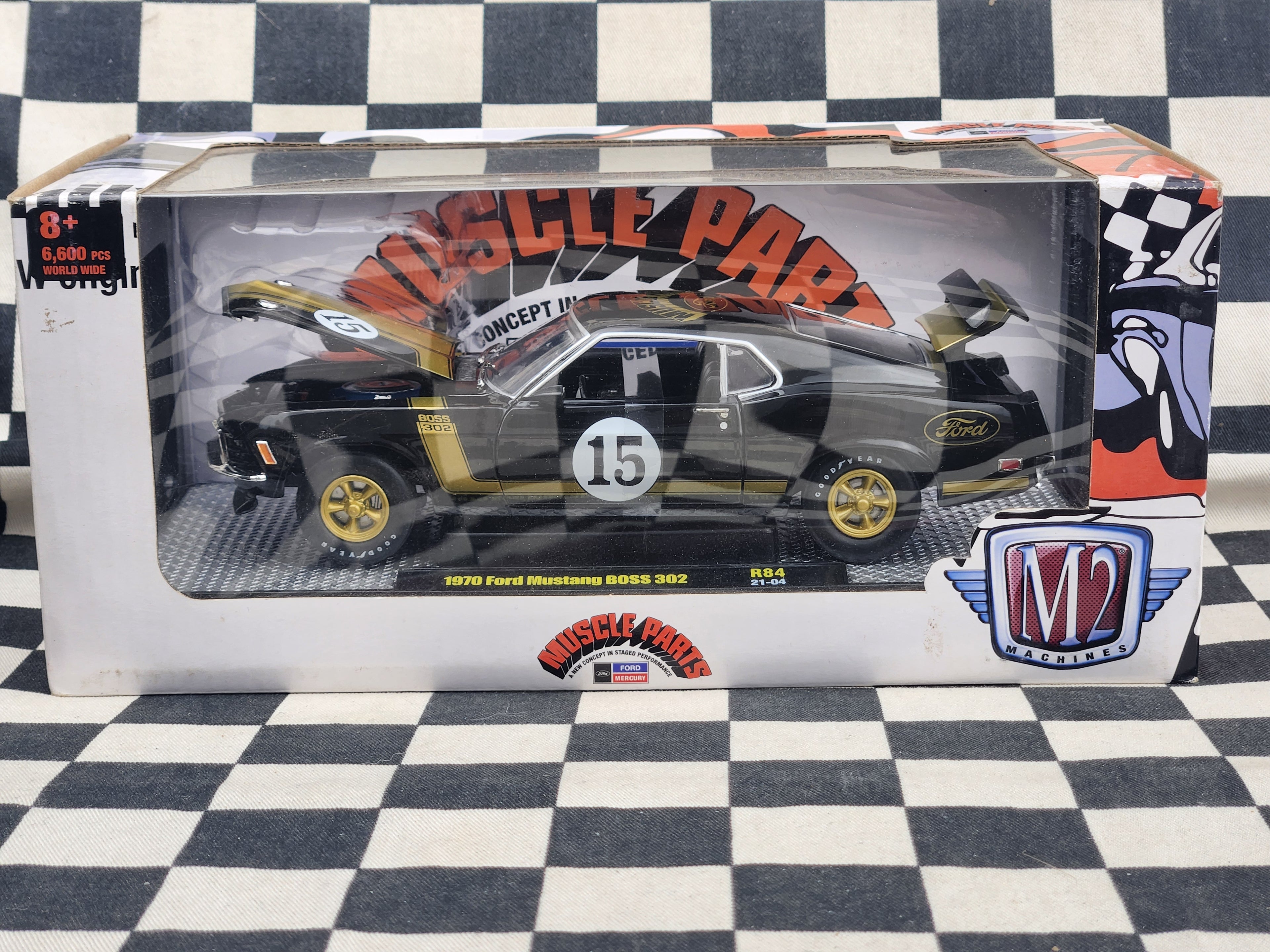 M2 Machines 1/24 Ford Muscle Parts 1970 Ford Mustang Boss 302 Black