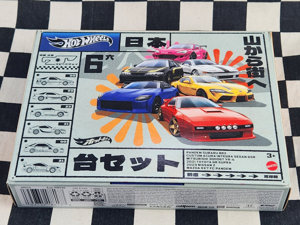Hot Wheels JDM 6 Pack Subaru Mazda RX7 Nissan Z Toyota Supra Acura GSR 3000GT
