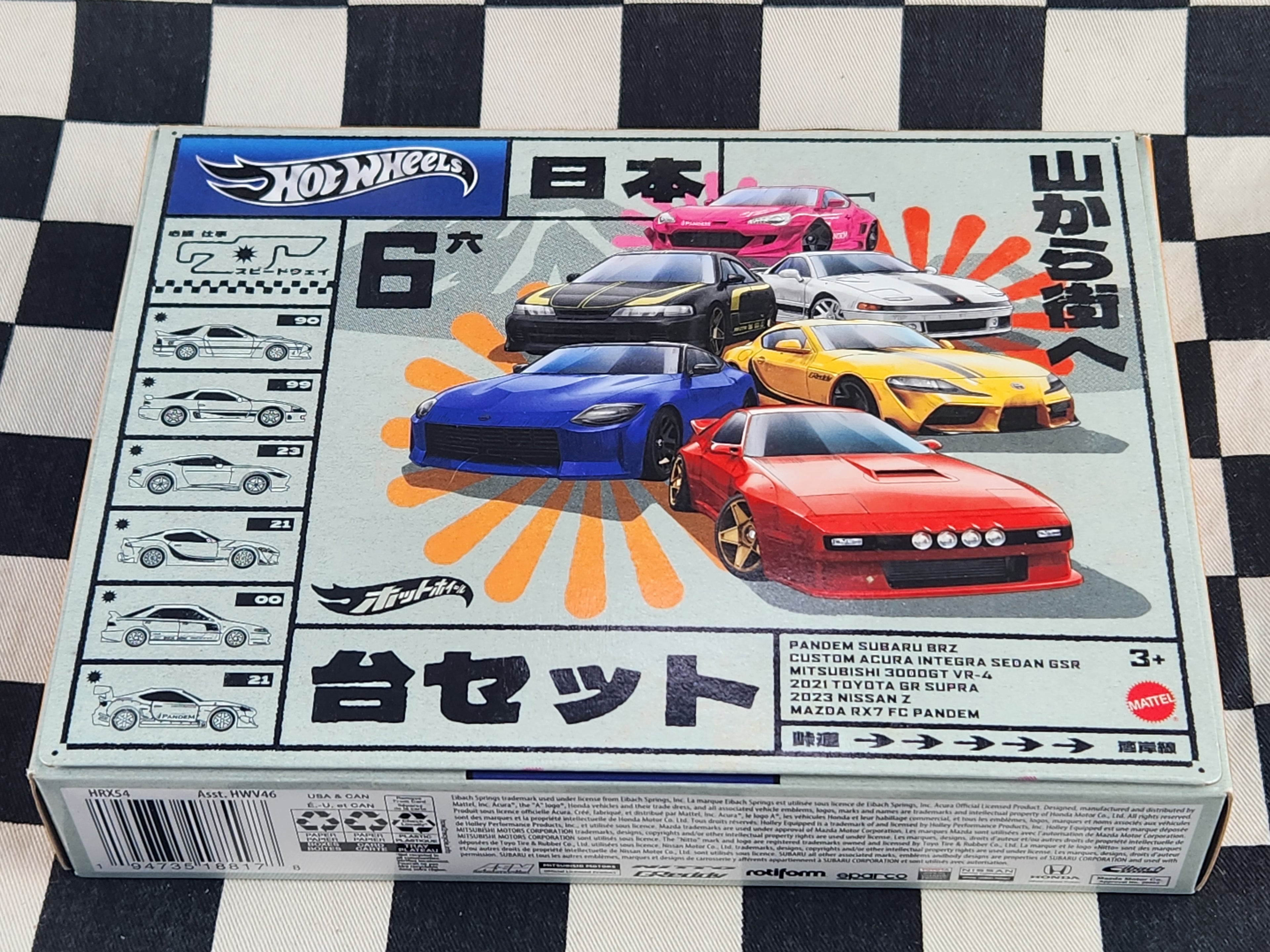 Hot Wheels JDM 6 Pack Subaru Mazda RX7 Nissan Z Toyota Supra Acura GSR 3000GT