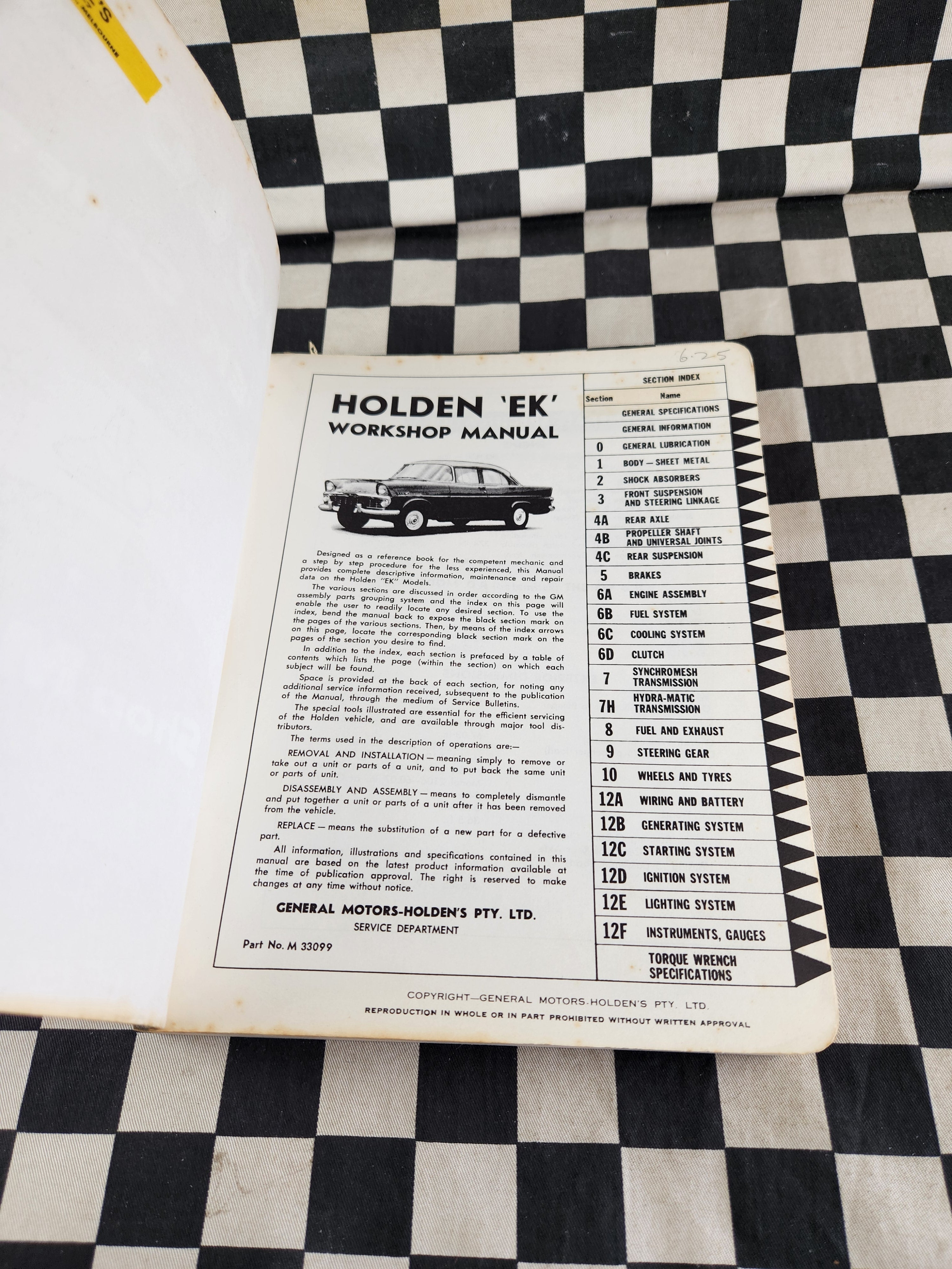 Genuine EK Holden Workshop Manual AMAZING! Condition