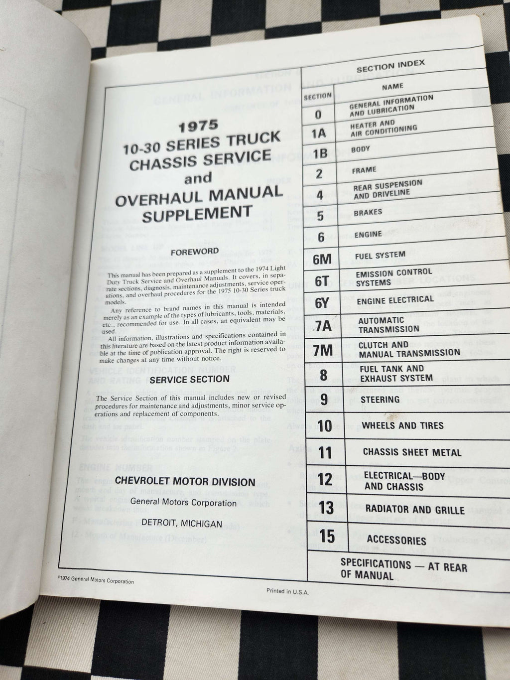 Chevrolet 74-75 C20 / C30 Light Duty Truck Factory Workshop Manual + Supplement