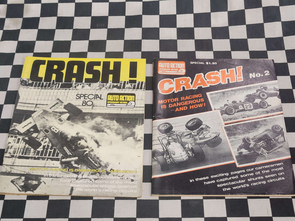 Crash Magazine issue 1 & 2 Motor Racing Crashes Caught on Film by Auto Action
