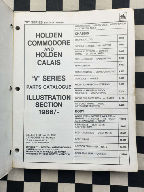 Genuine Holden VL Commodore /Calais Illustrated Parts Catalogue