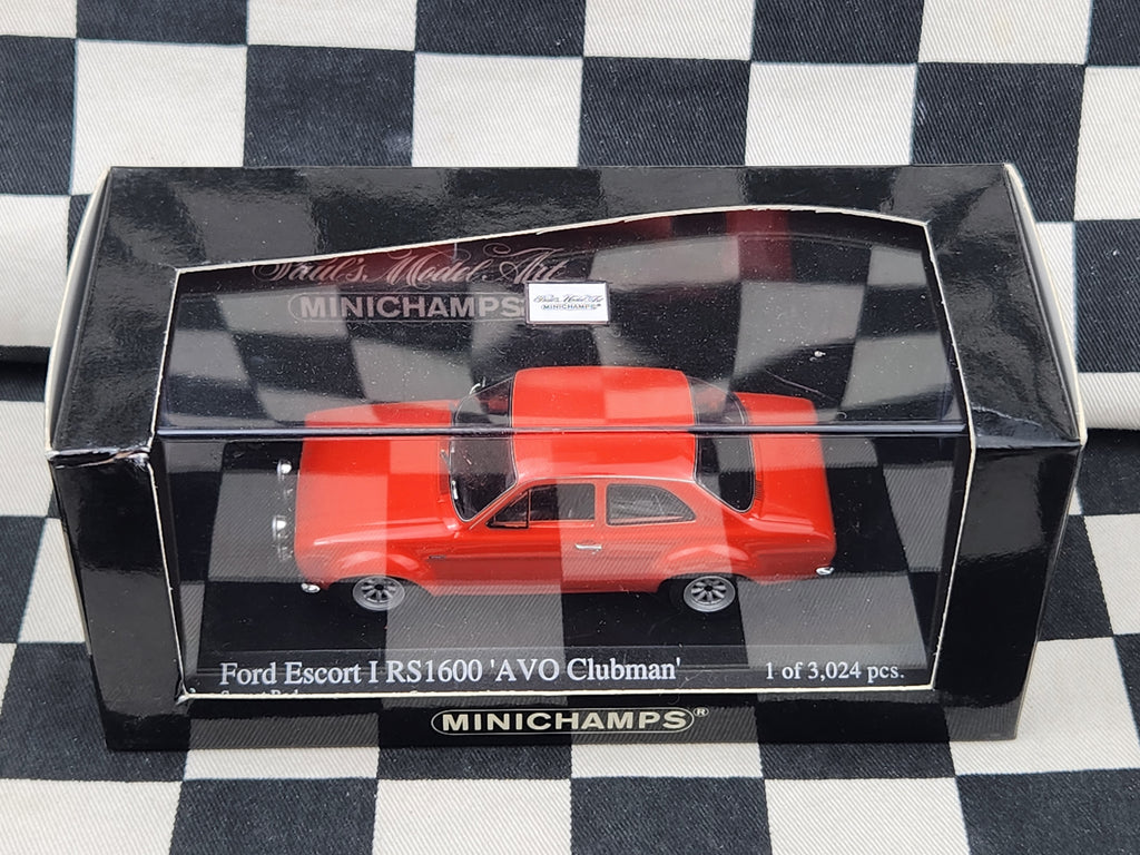 Minichamps 1:43 Ford Escort Mk1 RS1600 AVO Clubman Sunset Red