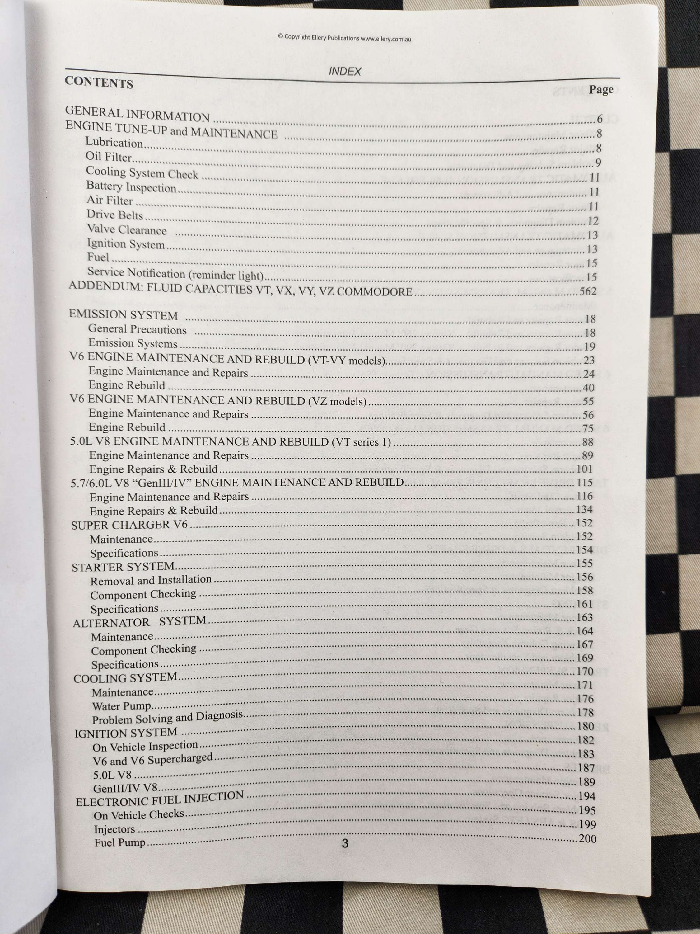 Ellerys Commodore VT VX VY VZ HSV Statesman V6 & V8 Workshop Manual