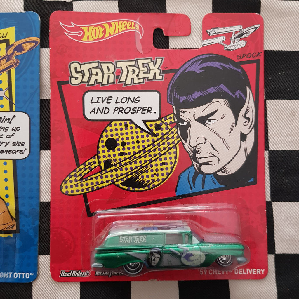 Hot Wheels Star Trek Spock 59 Chevy Delivery, Midnight Otto Hotrod Ford