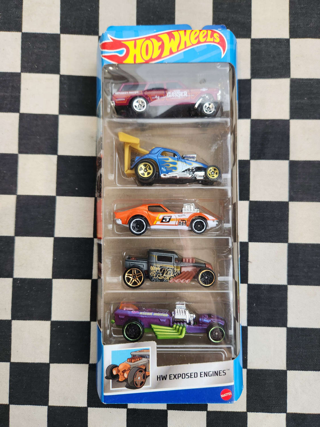 Hotwheels 2021 HW Exposed Engines Exclusive 5 Pack Gasser Corvette