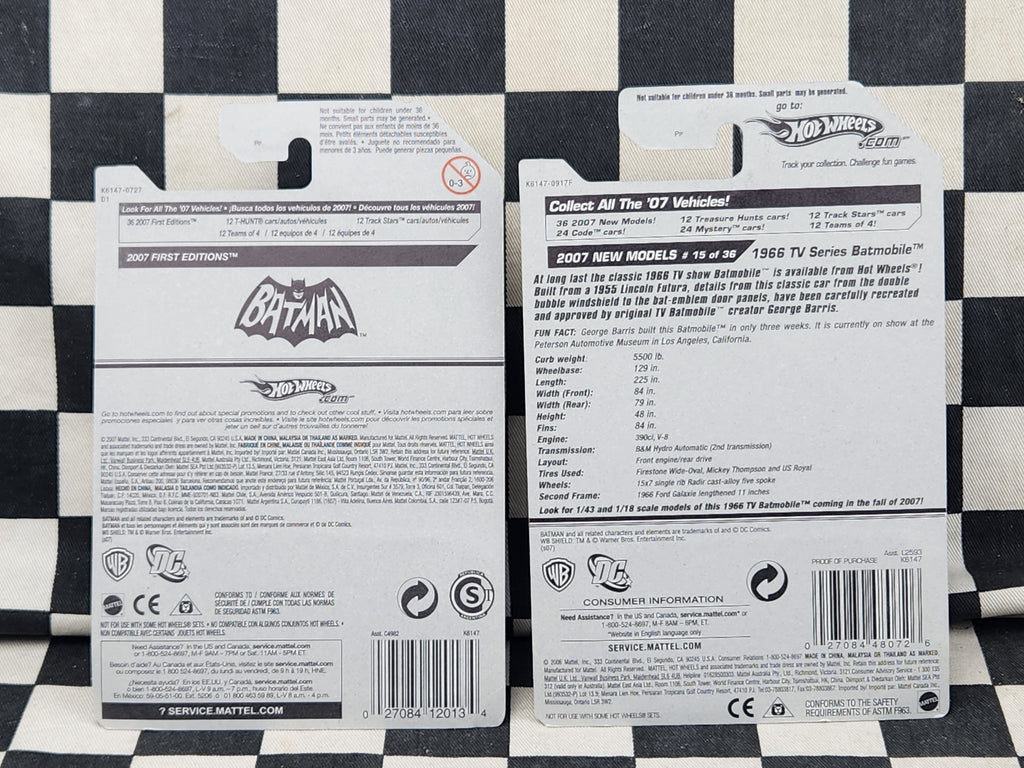 Hot Wheels 2007 First Edition 1966 TV Batmobile CARD VARIATIONS Your Choice of