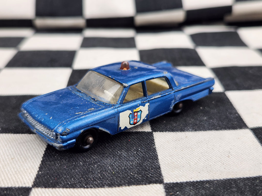 Vintage Loose Matchbox Lesney Ford Fairlane Police Car Blue