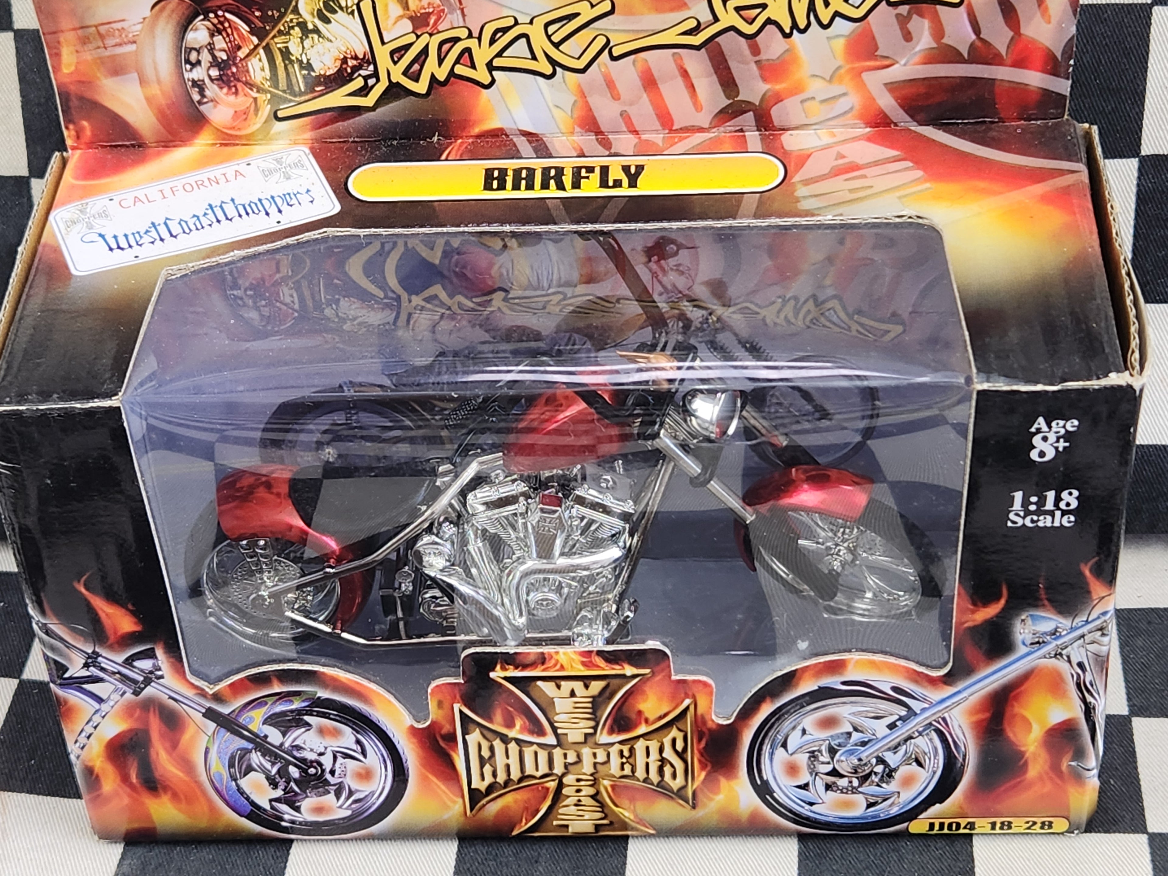 West Coast Choppers 1:18 Jesse James Barfly Motorcycle Red