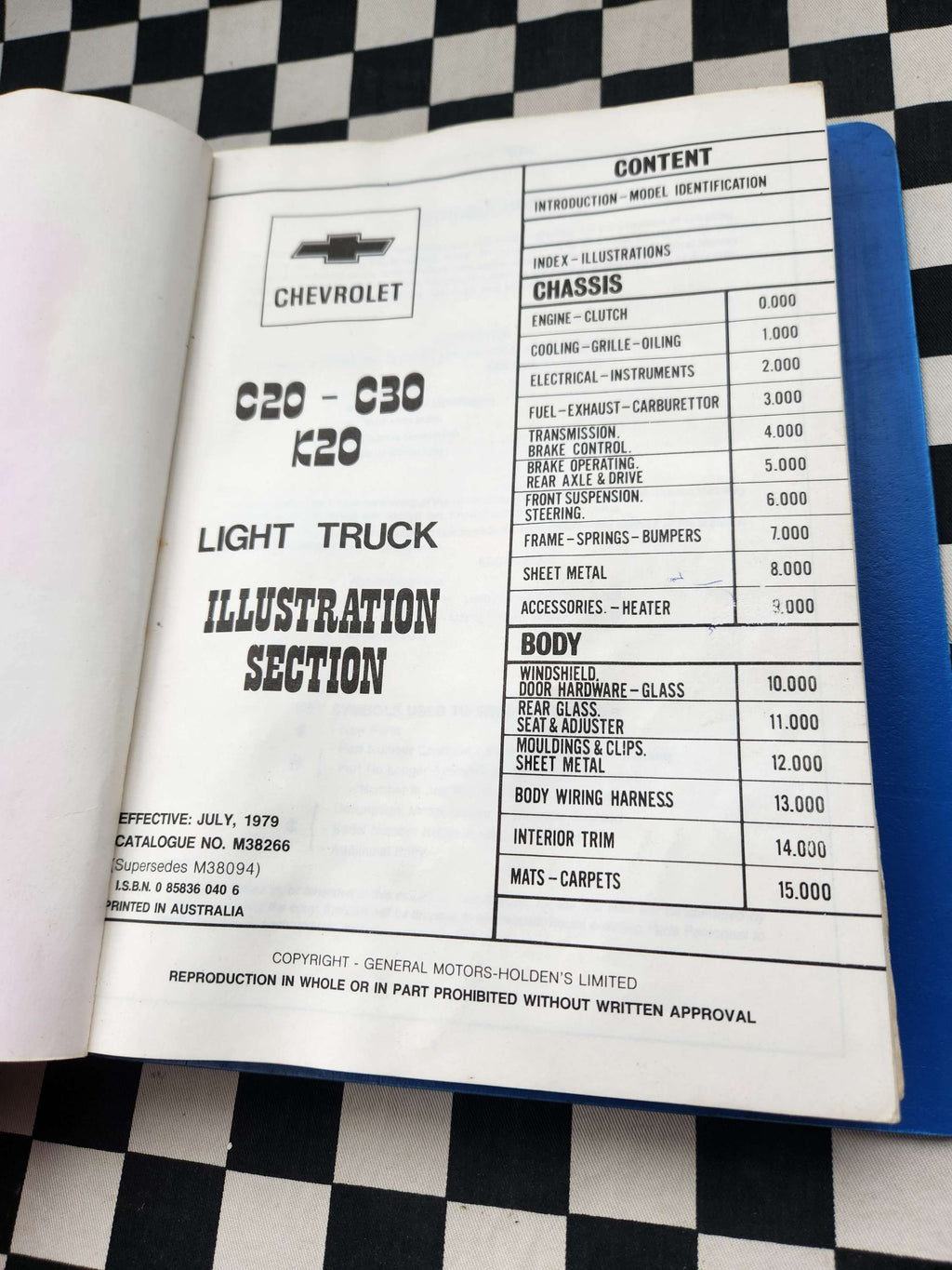 Chevrolet C20 / C30 / K20 Light Duty Truck Factory Parts Catalogue