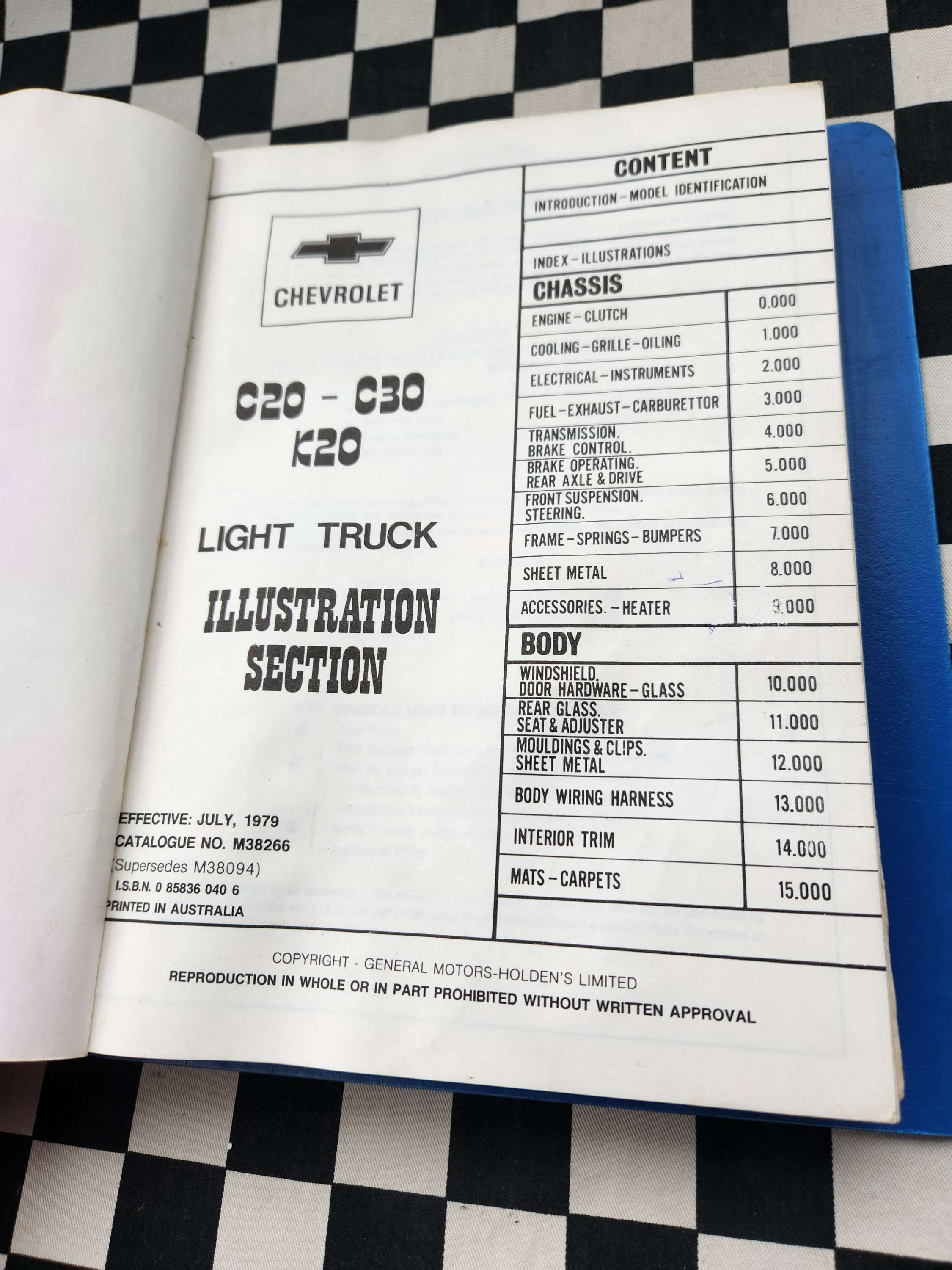 Chevrolet C20 / C30 / K20 Light Duty Truck Factory Parts Catalogue