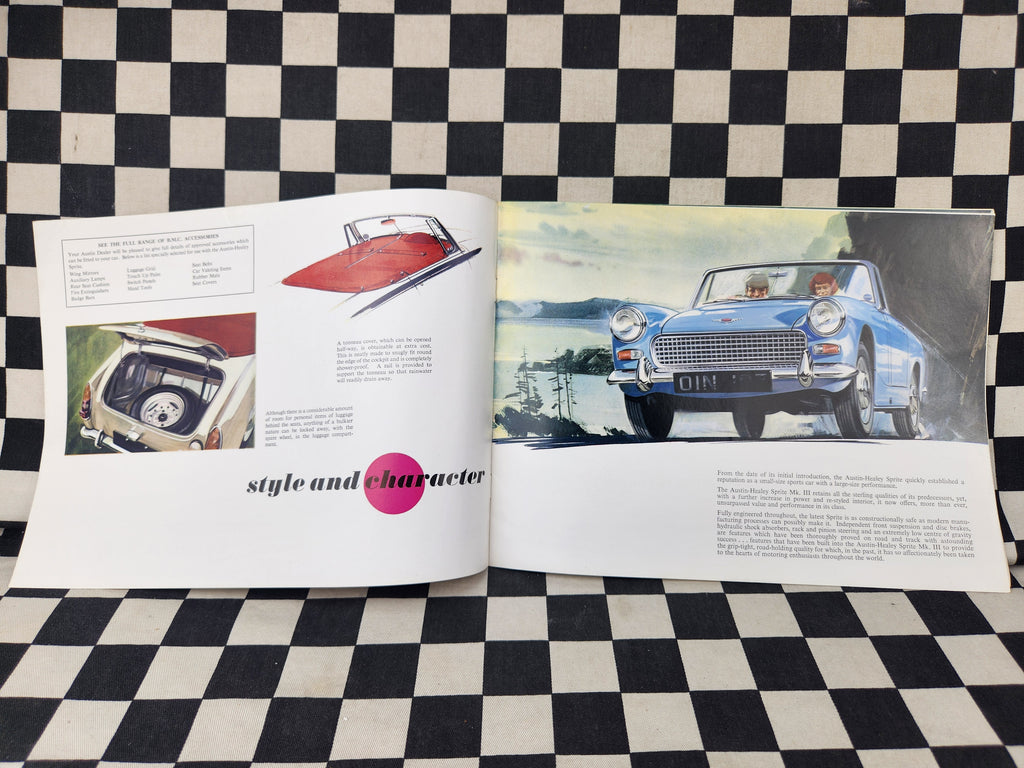 Austin Healey Sprite Mk3 Full Sales Brochure + Wire Wheels Option Brochure