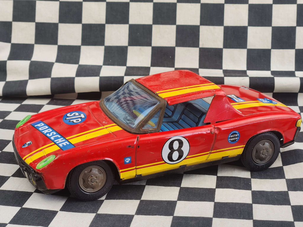 Vintage Tin Porsche 914 Friction Car ASAHI Made in Korea Aprox 1/18