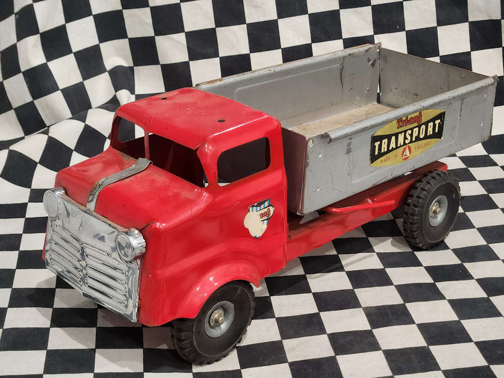 Vintage Tri-Ang Tin Toy Dump Truck Red