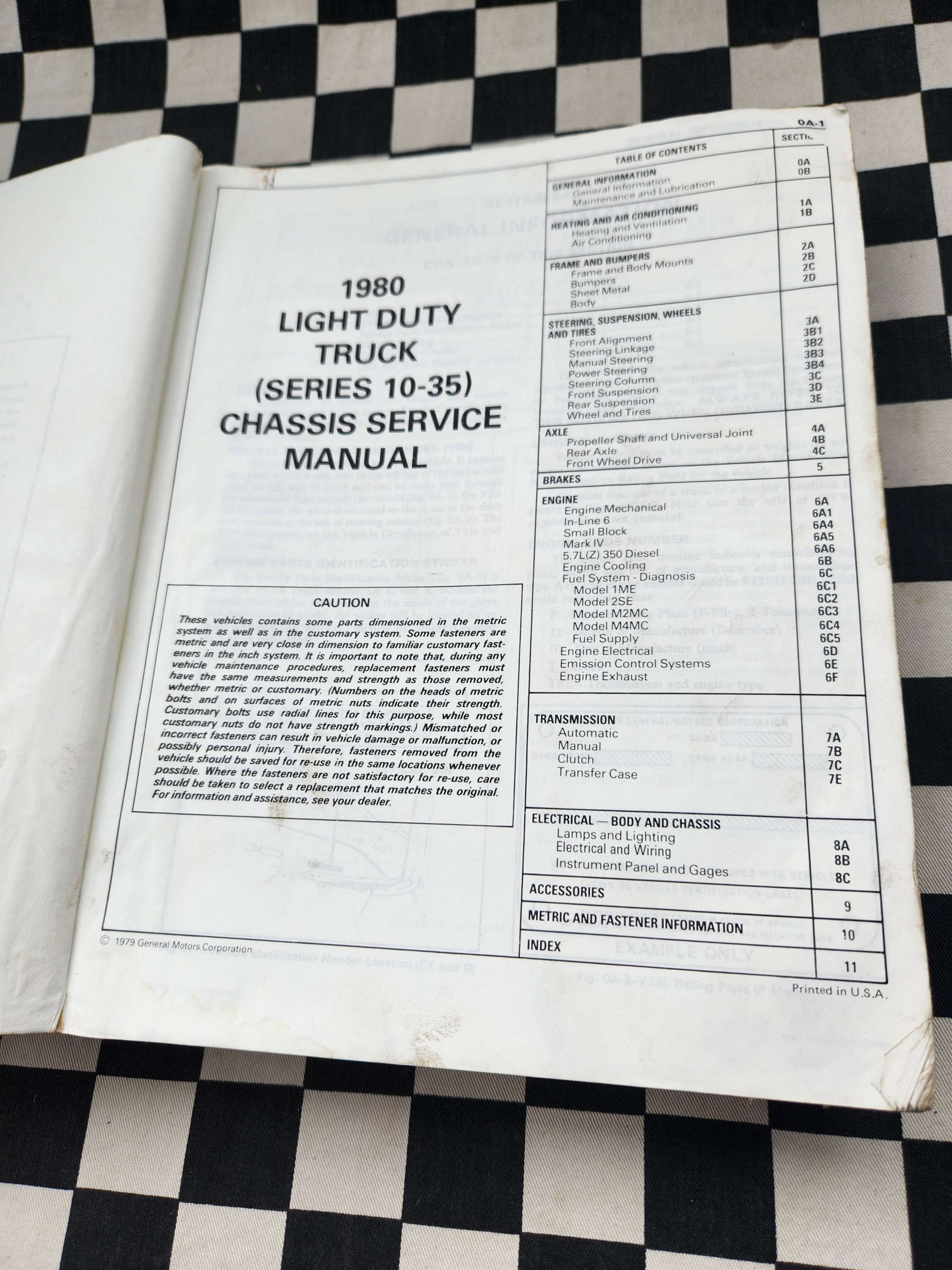 Chevrolet 1980 C20 / C30 Light Duty Truck Factory Workshop Manual