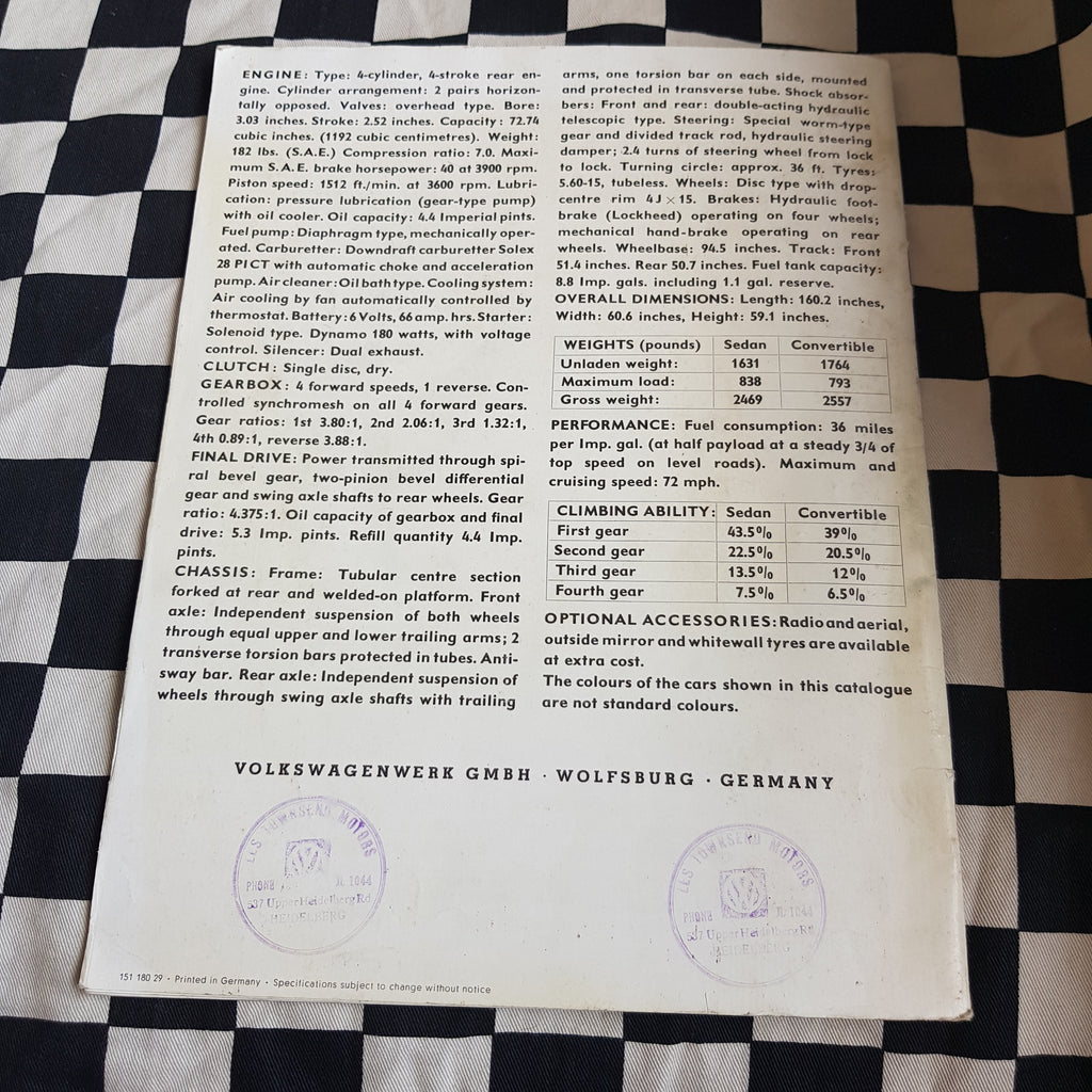 Volkswagen Beetle 1961-62 Deluxe Sales Brochure