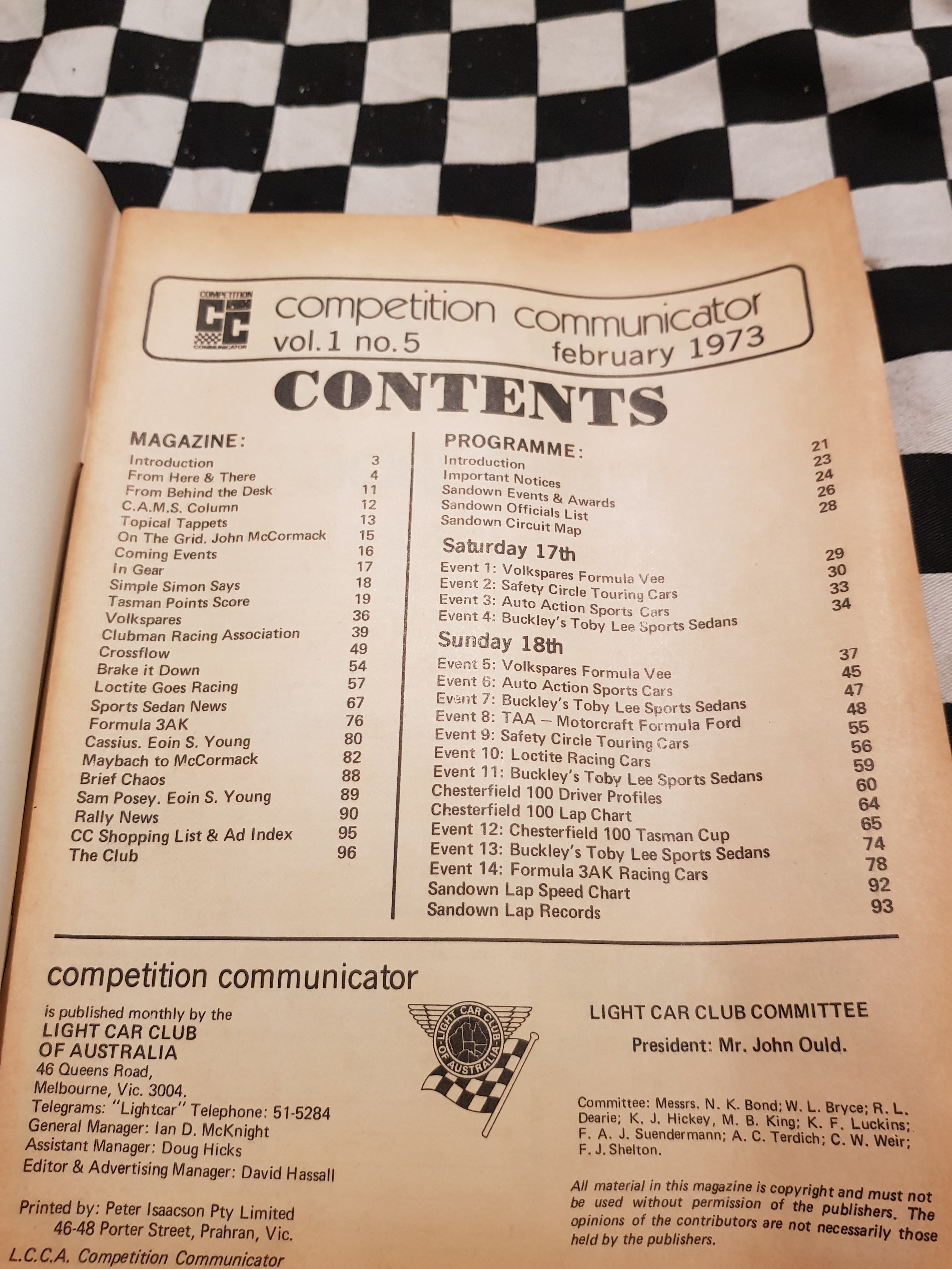 Competition Communicator Vol 1 #5 Feb 1973 race program