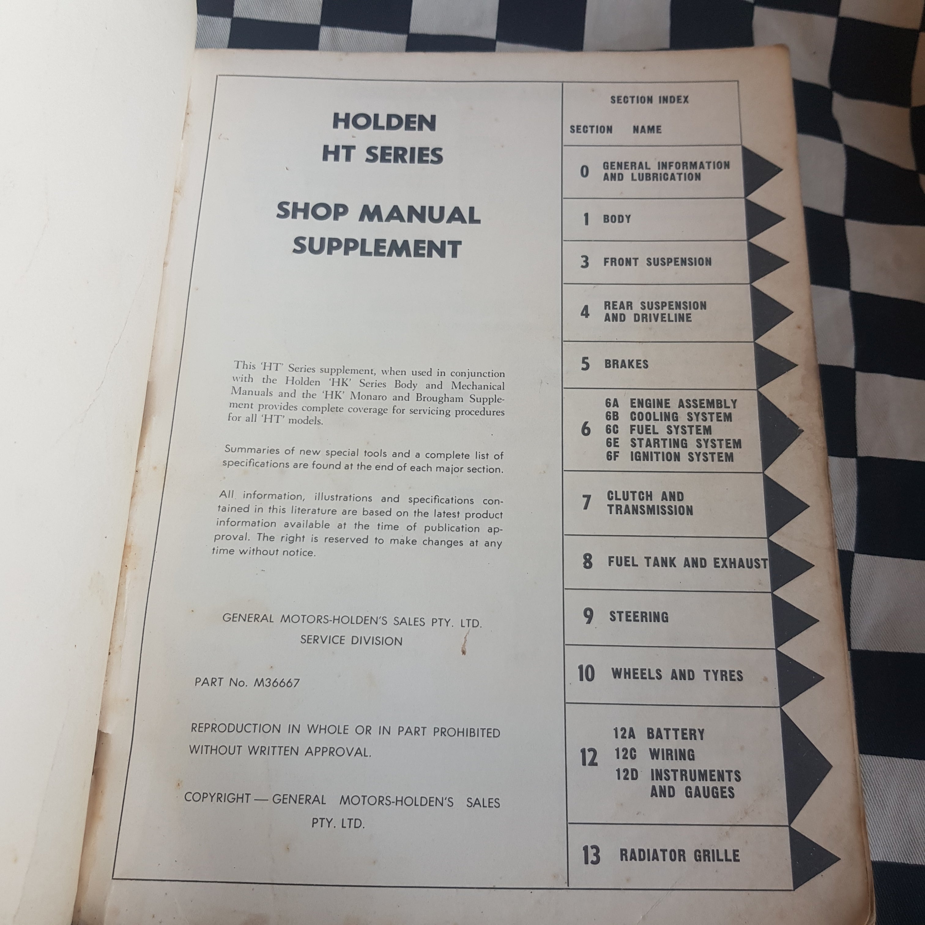 Genuine Holden HT Series Workshop Manual Supplement Includes Monaro Gts 350