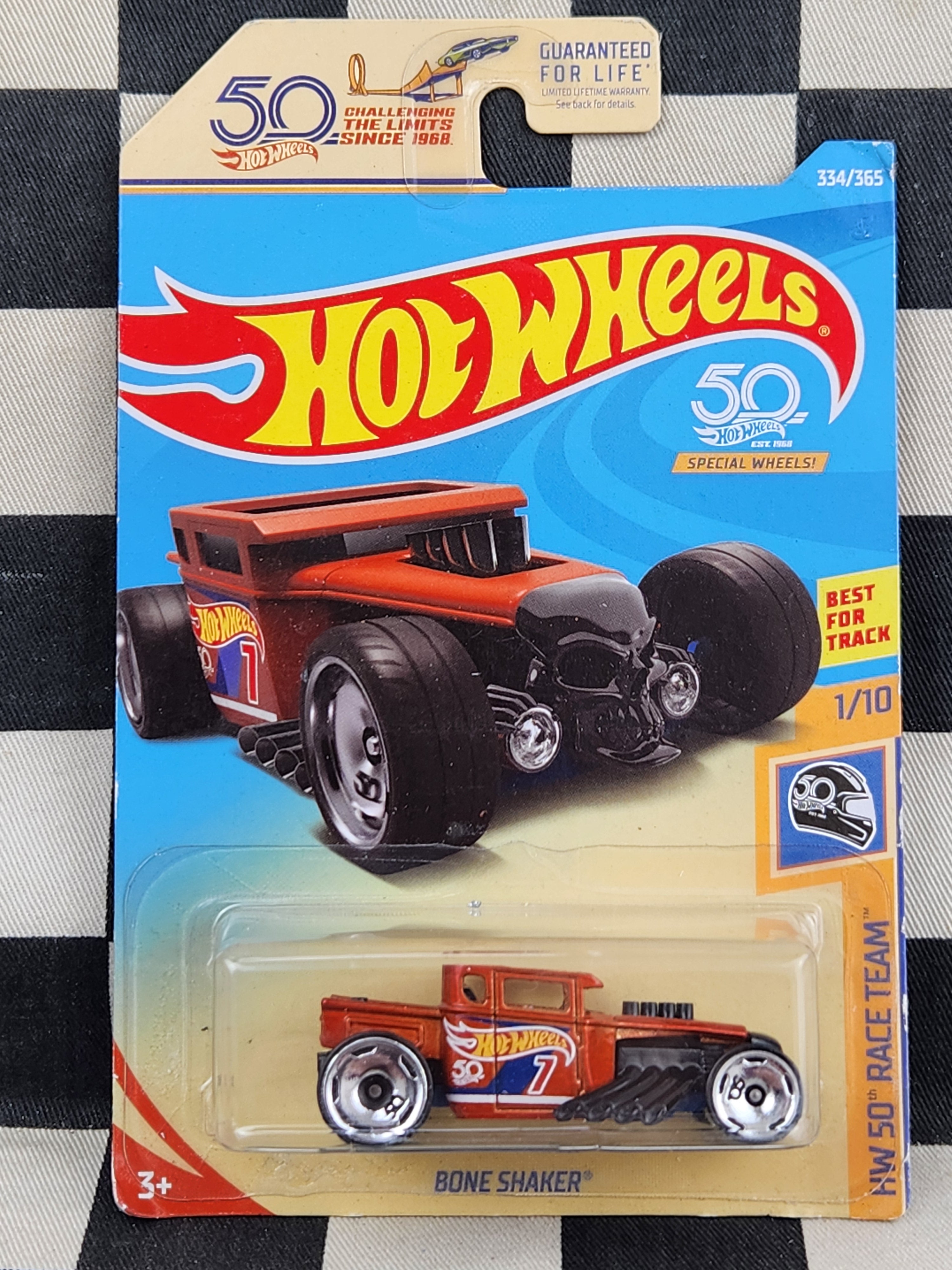 Hot Wheels 2018 50th Anniversary Race Team Bone Shaker Hot Rod Pickup Orange