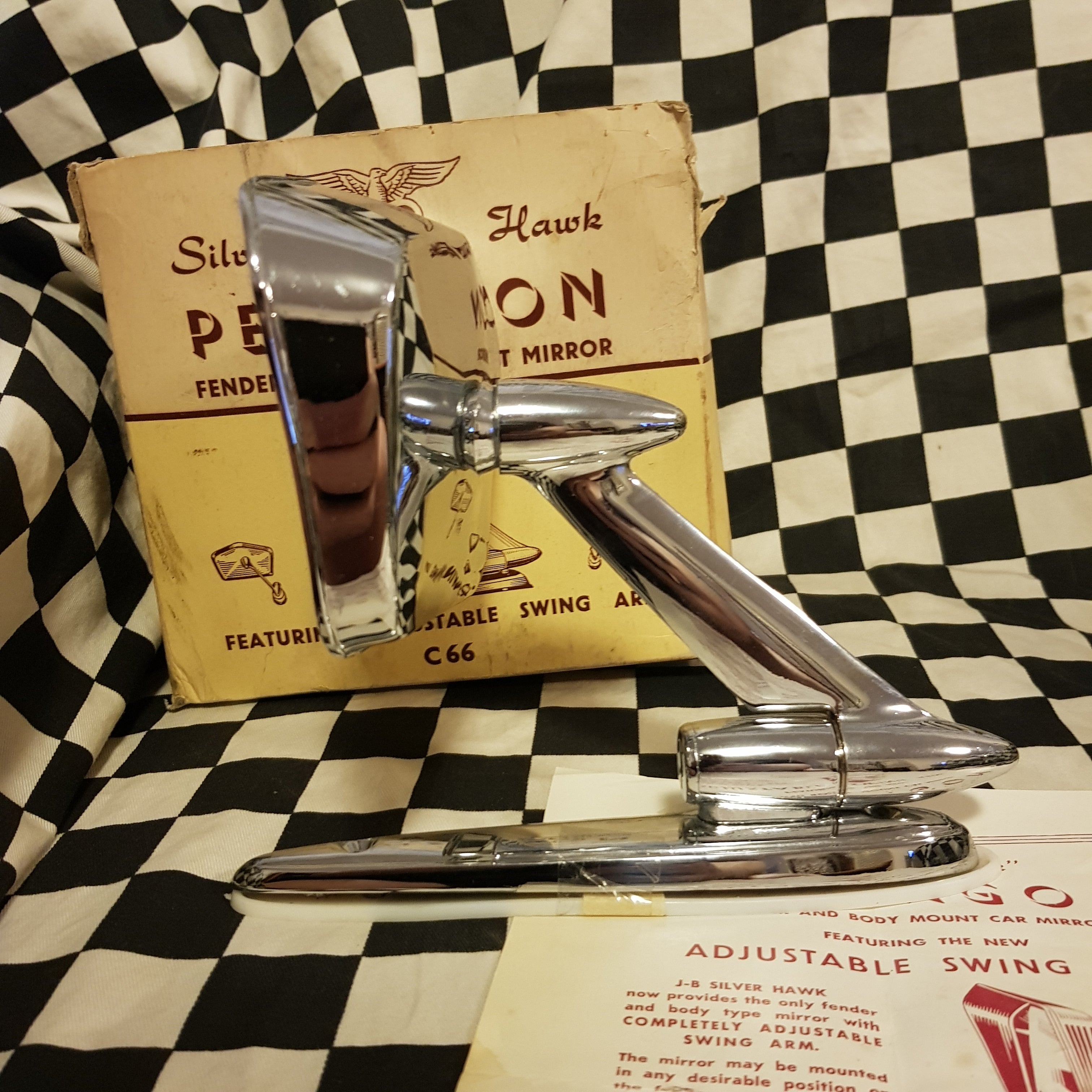 NOS Silver Hawk Pentagon Aftermarket Chrome Mirror